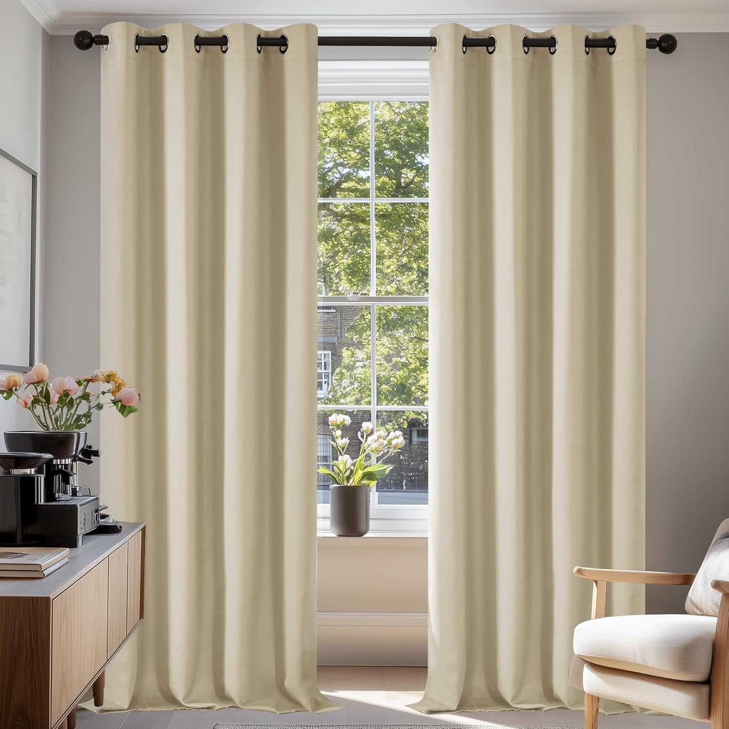 Deconovo Tende Oscuranti Termiche 2 Pezzi, Beige Scuro - immagine 1