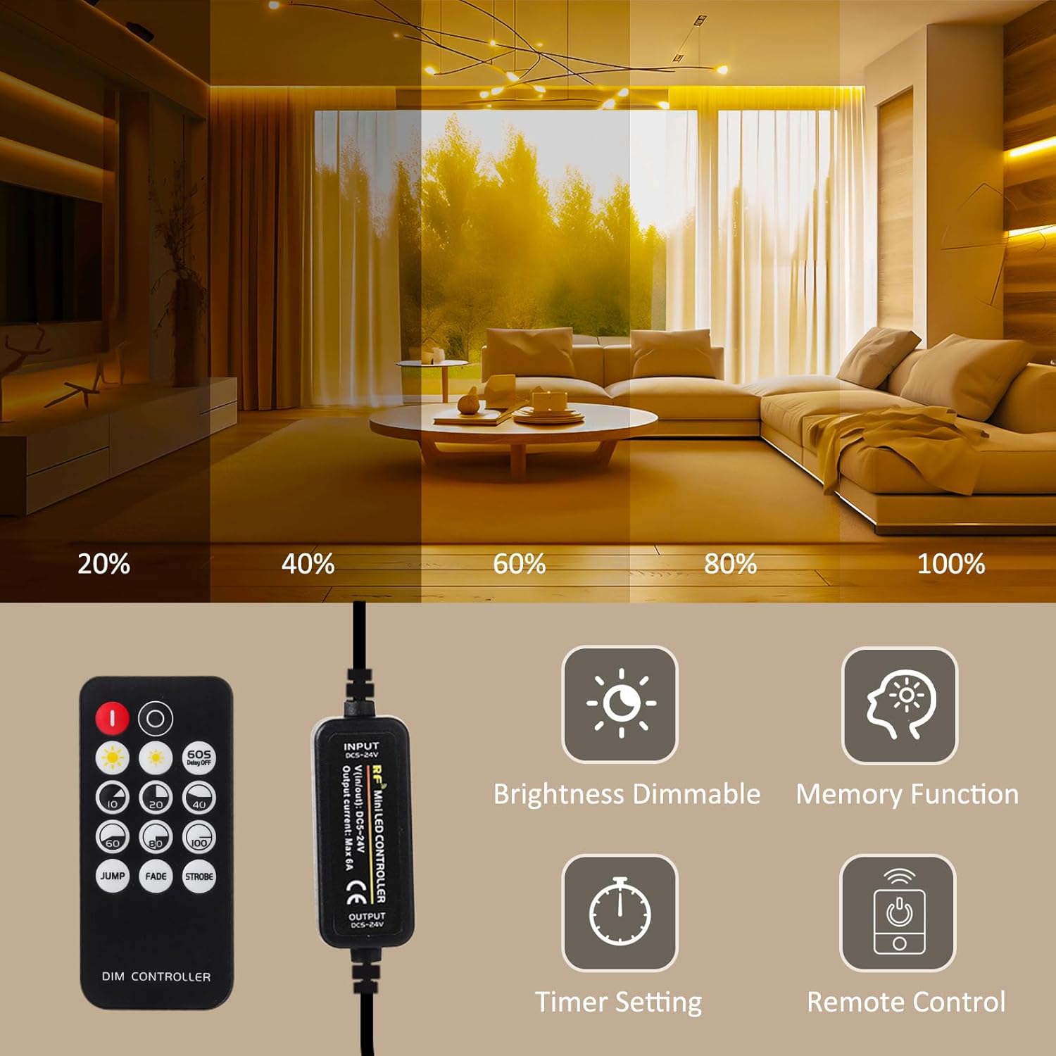 Antenlicht Striscia LED COB 10M Bianco Caldo 2700K - immagine 3