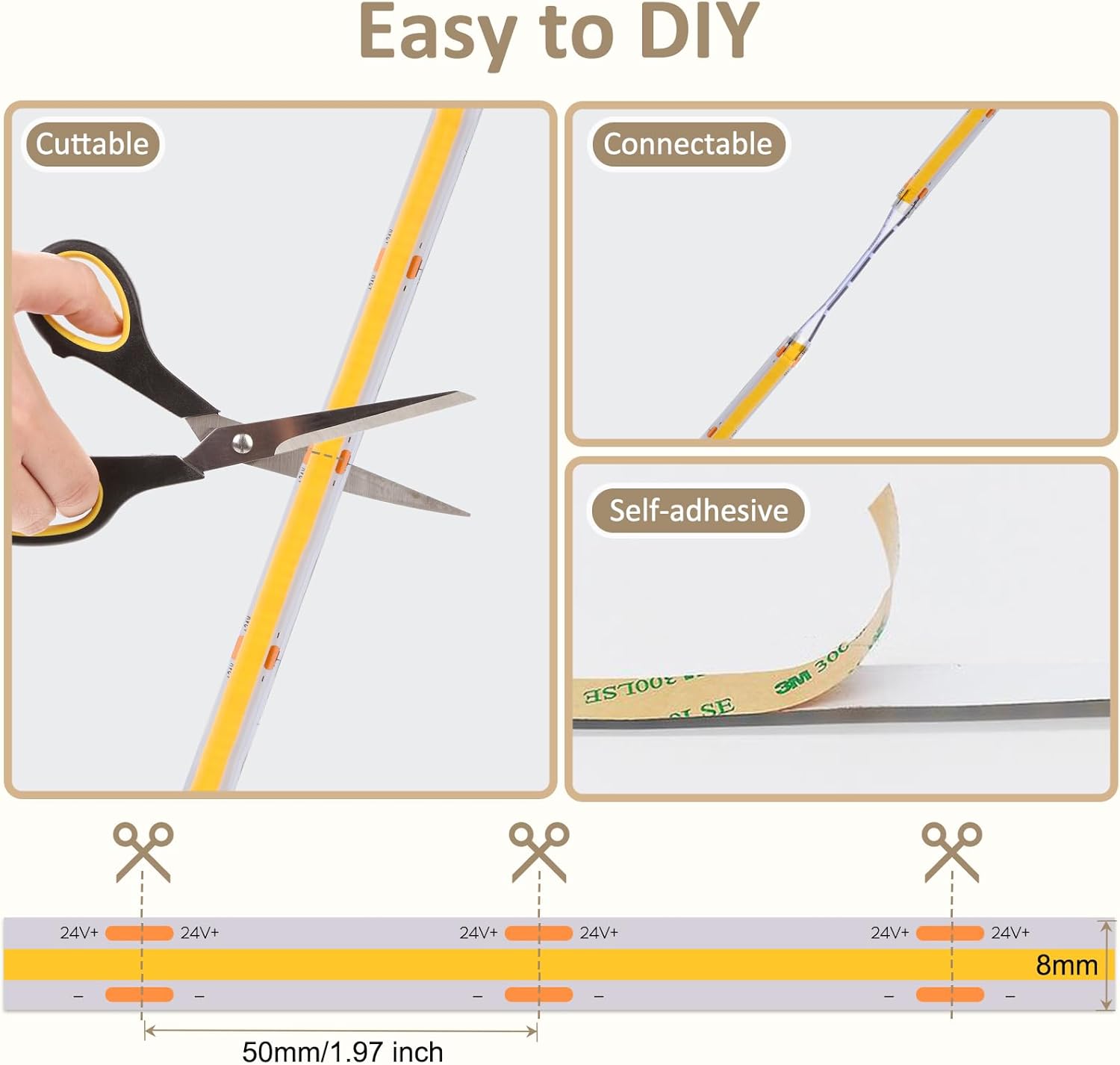 Antenlicht Striscia LED COB 10M Bianco Caldo 2700K - immagine 4