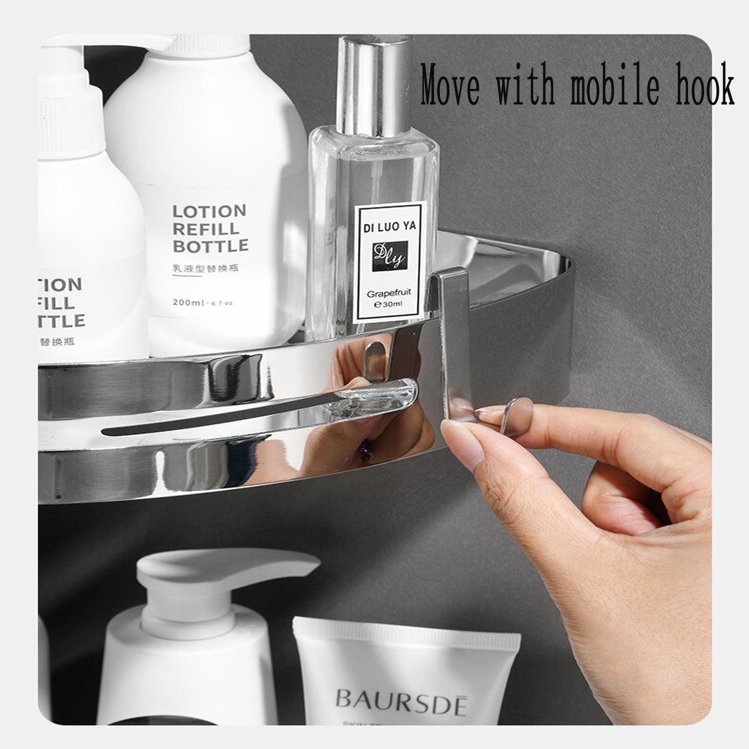 Rcqd Mensola Doccia Senza Foratura 2 Pezzi, Argento - immagine 4