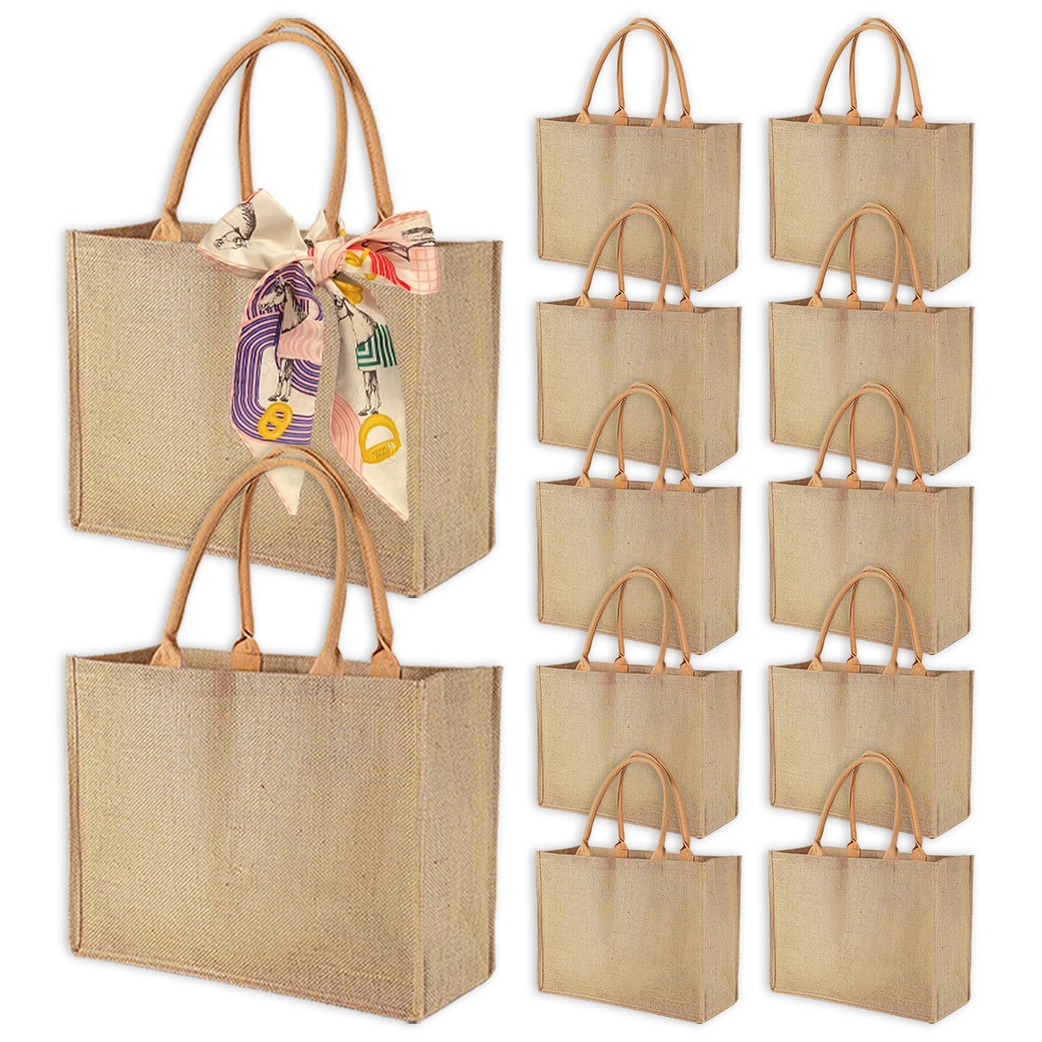 GOUWEIBA 12 Pezzi Borsa Juta Naturale Riutilizzabile