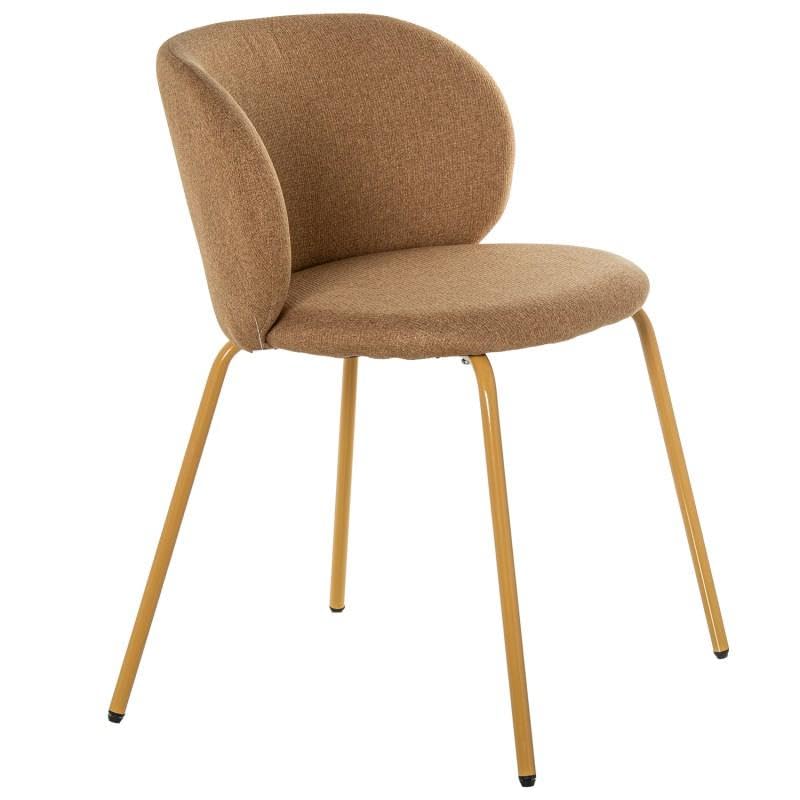 DRW Set di 2 sedie in Metallo e Tessuto con Gambe rivestite 56x52x78 cm, Senape E Beige, Medidas: 56x52x78cm