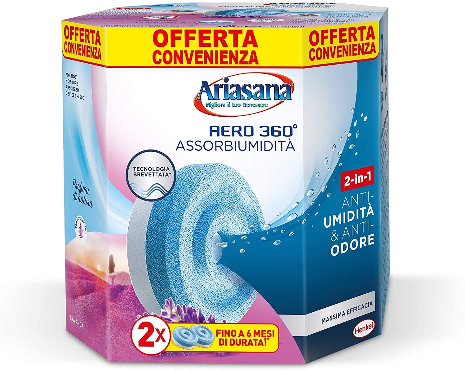 Ariasana Aero 360° Ricarica TAB Lavanda (2x450g)