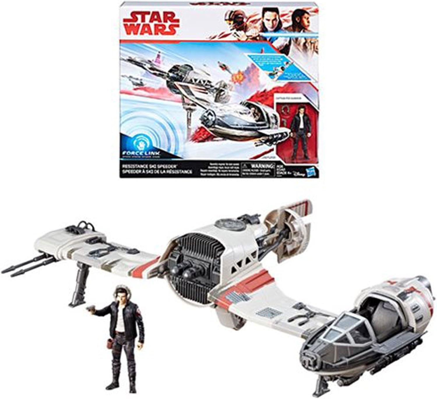 Star Wars Force resistenza Ski Speeder e Captain PoE Dameron figure - immagine 1