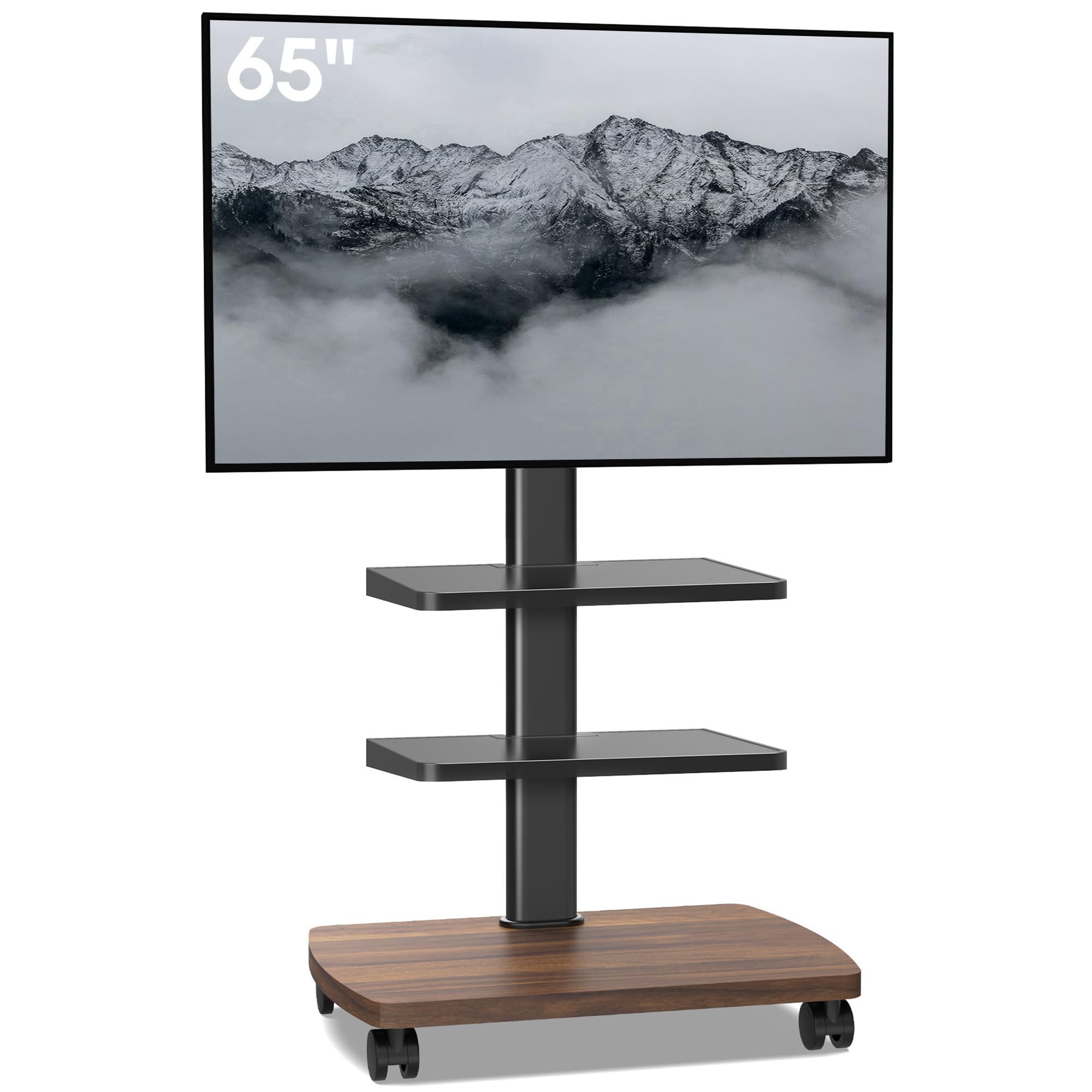 Supporto da pavimento per TV con 3 ripiani (nero+marrone vintage)