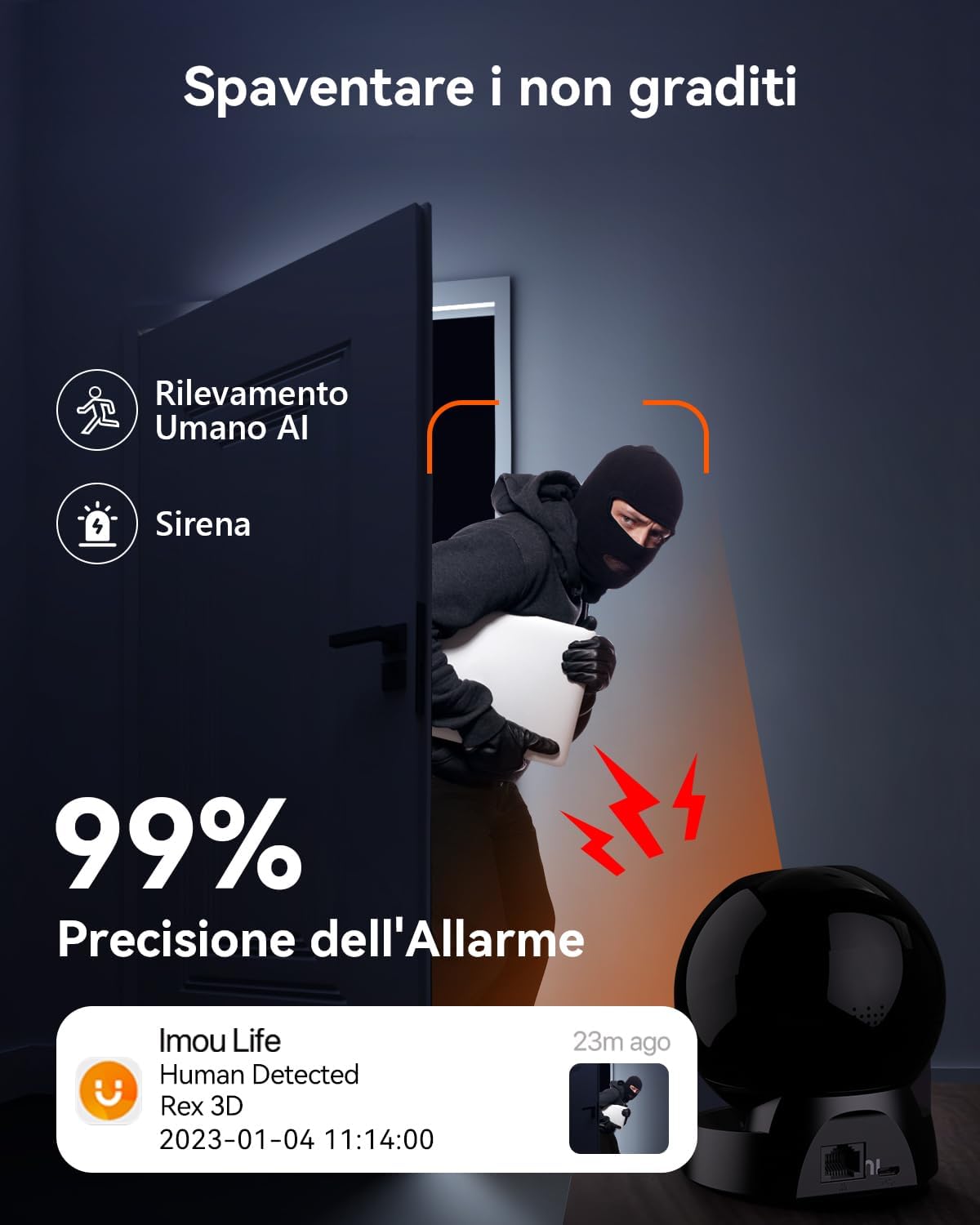 Imou Telecamera Wi-Fi Interno 2K Rex 3D 3MP - immagine 6