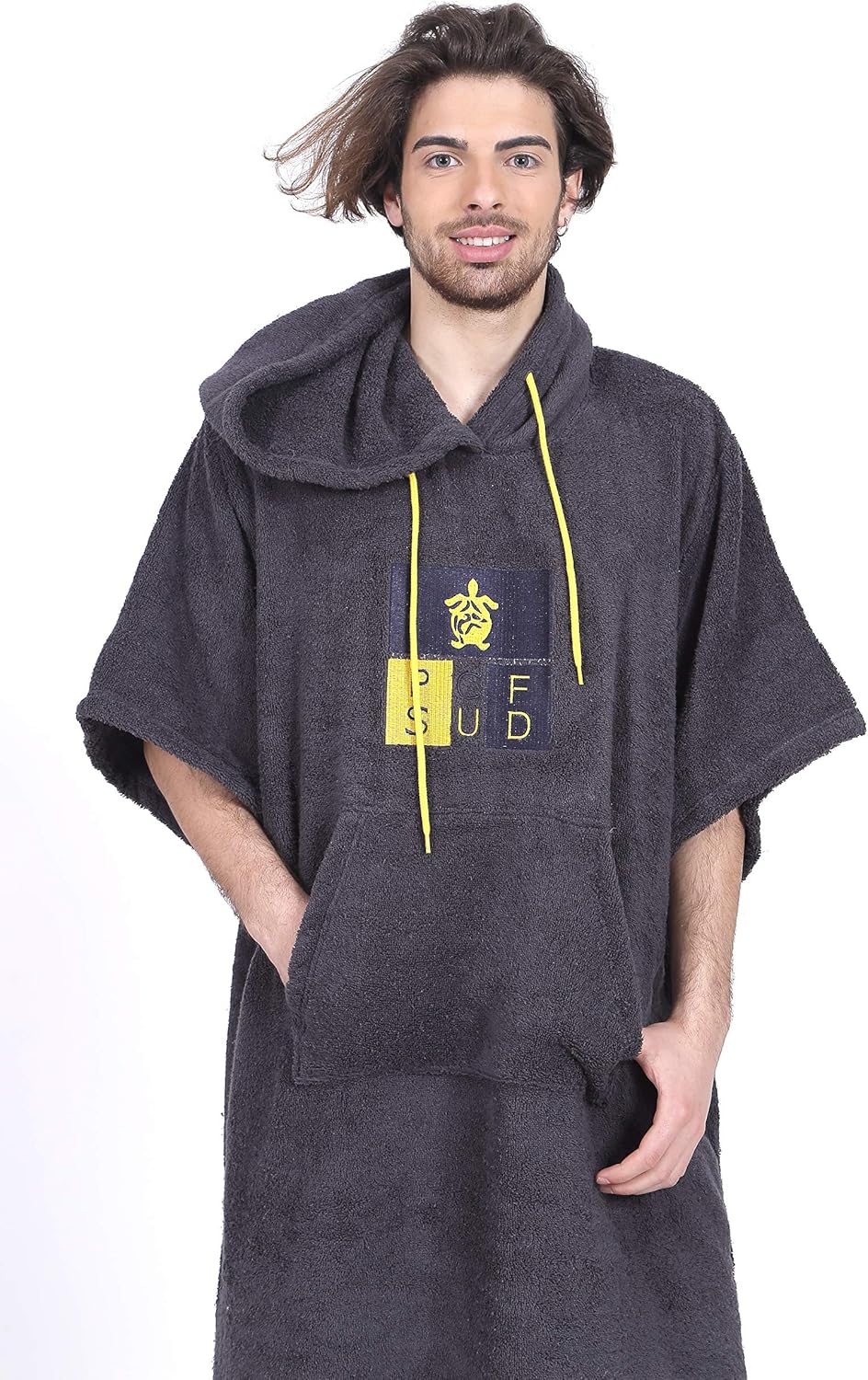 Pacifique Sud - Poncho Surf Grigio con Maniche - immagine 7