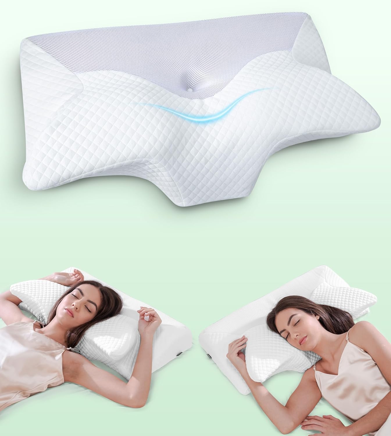 Feyideo Cuscino Cervicale Ergonomico in Memory Foam 70x40 - immagine 1