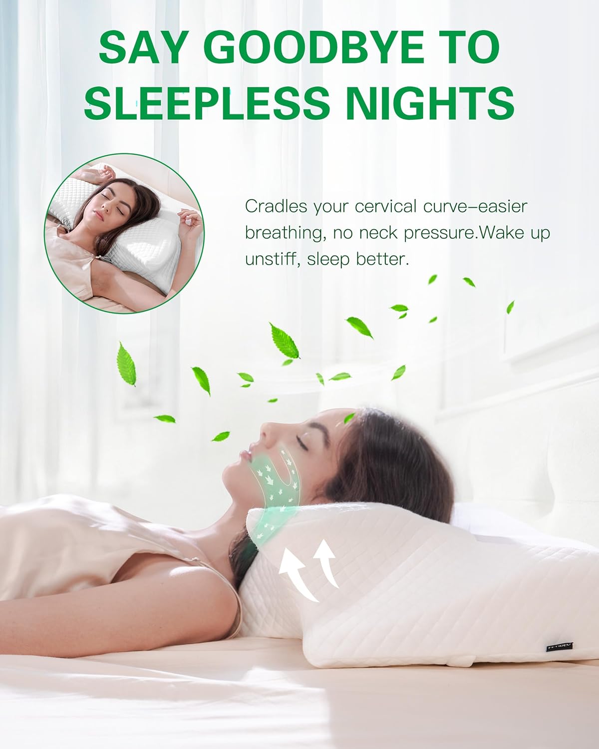 Feyideo Cuscino Cervicale Ergonomico in Memory Foam 70x40 - immagine 2