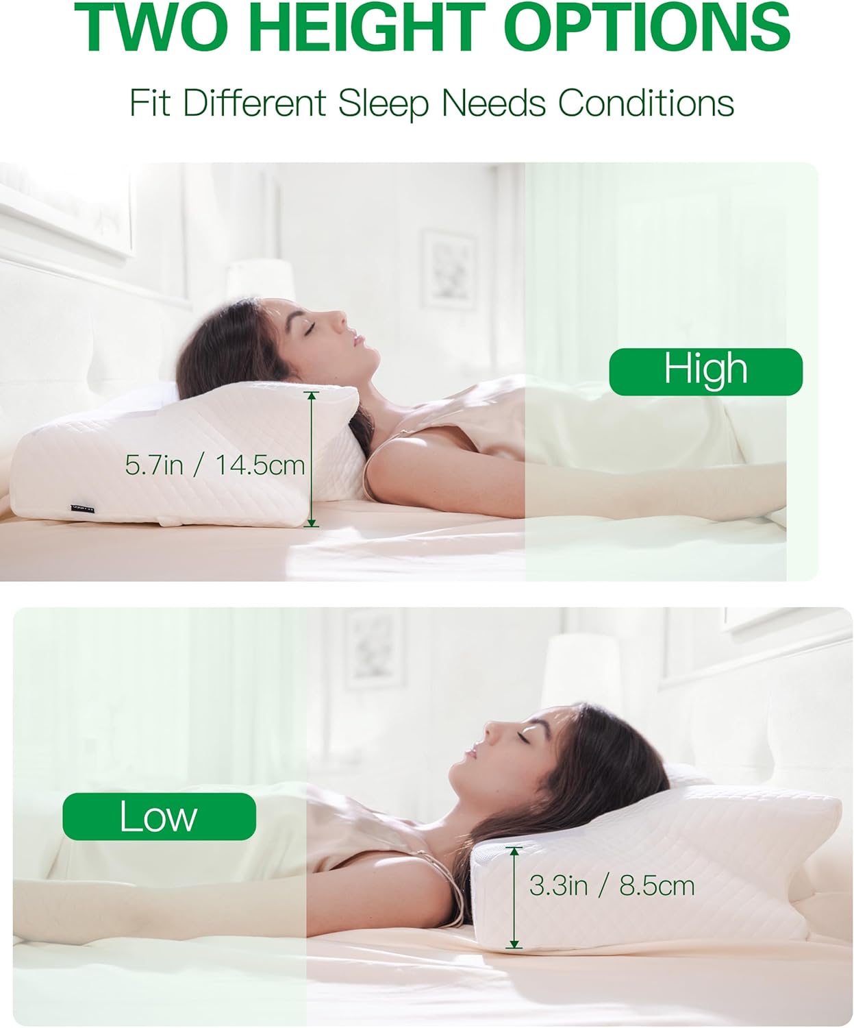 Feyideo Cuscino Cervicale Ergonomico in Memory Foam 70x40 - immagine 4