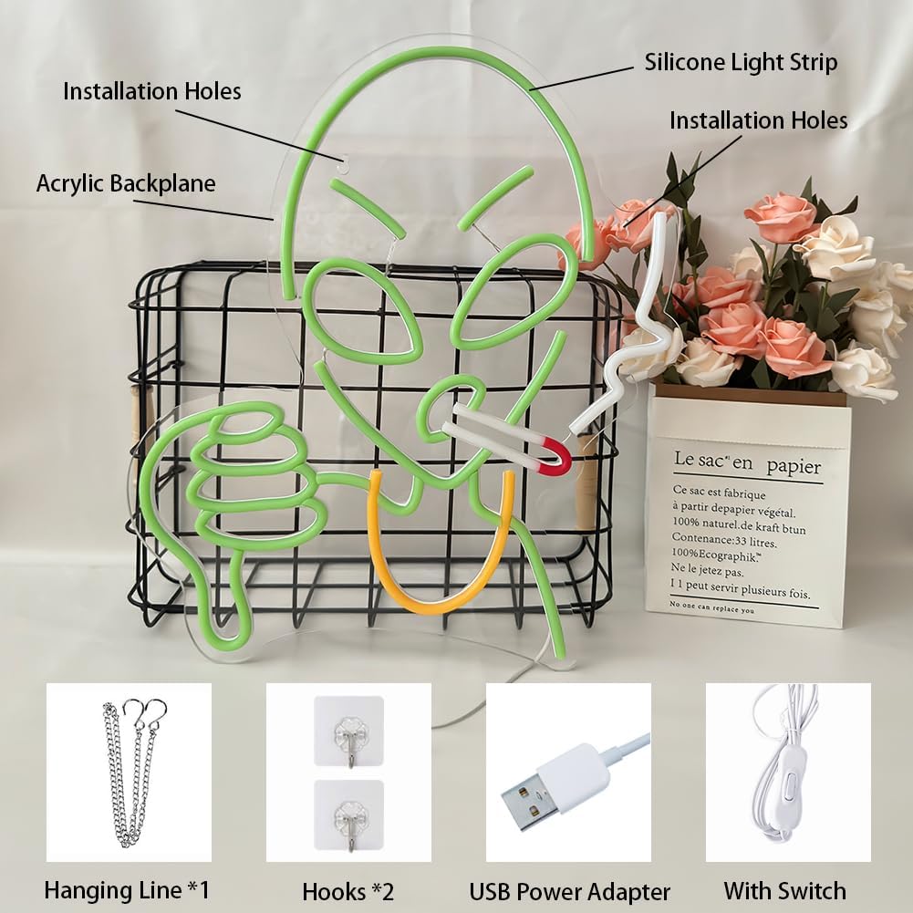 Luci Neon Aliene a LED - Insegna USB Green - immagine 2