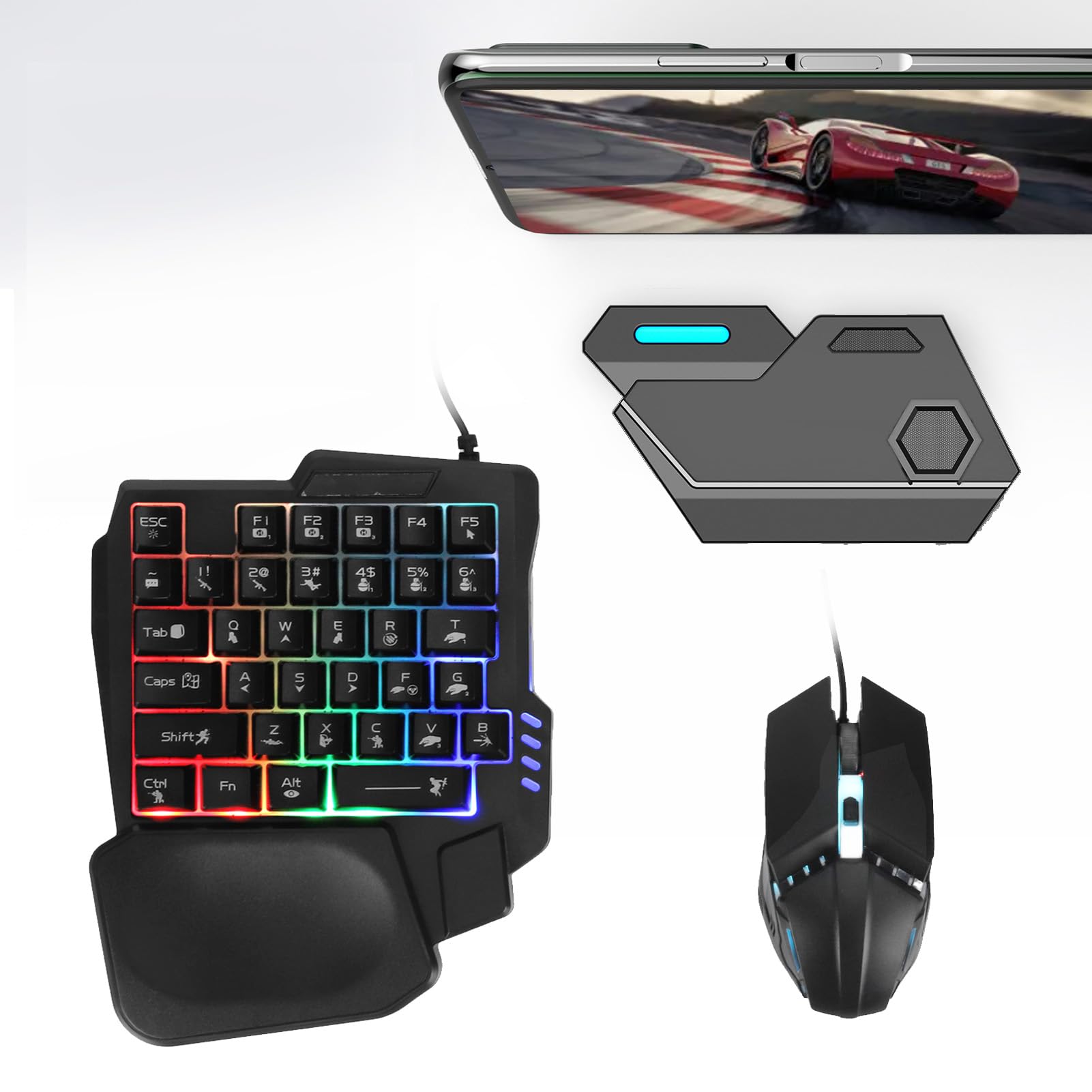 Combinazione Tastiera e Mouse da Gioco a Mezza Mano