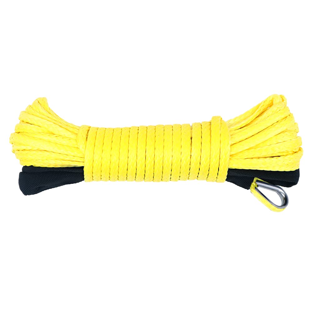 1/4" x 50' 7700LBs Corda Sintetica Cavo Verricello Con Guaina - Giallo