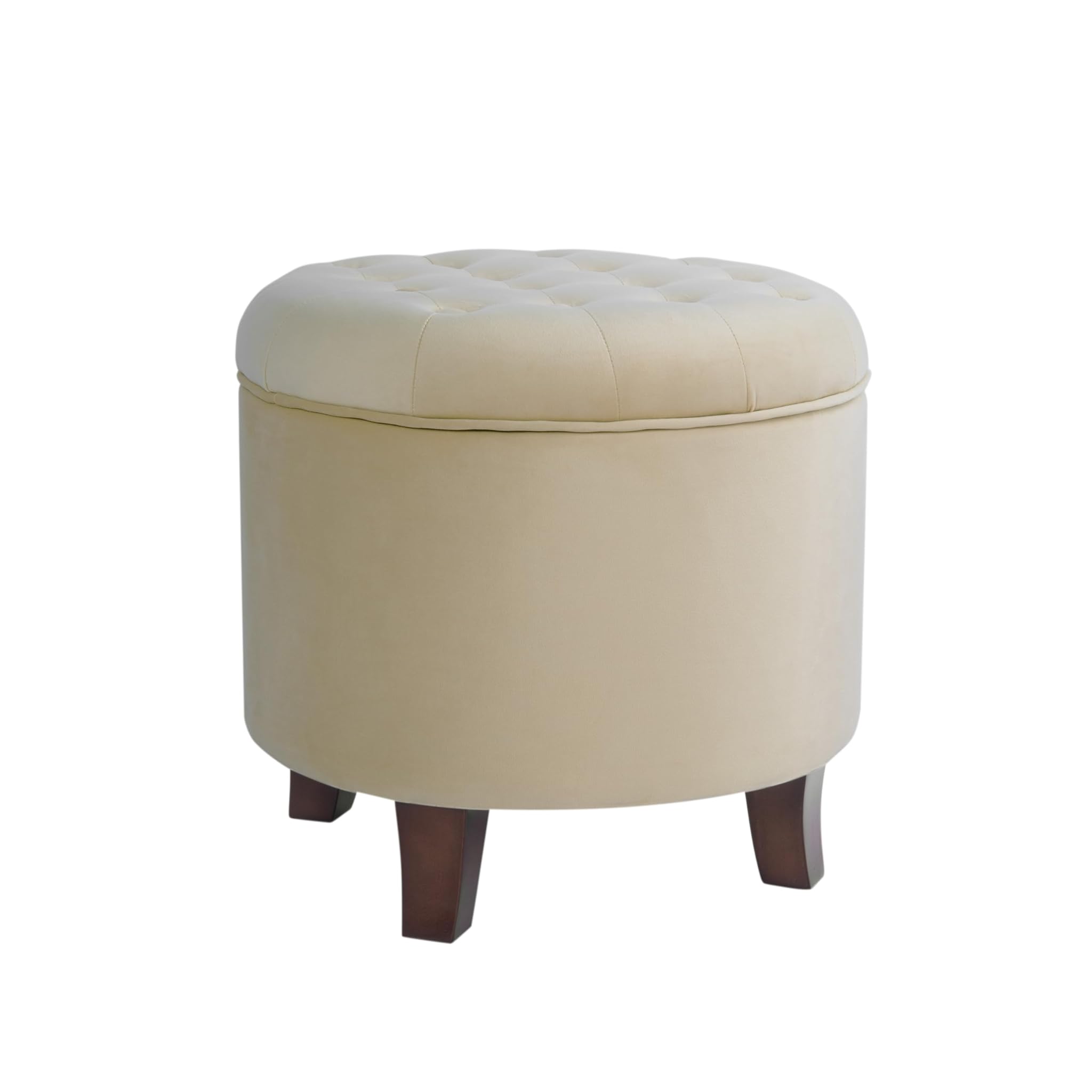 Homepop Pouf Contenitore in Velluto, Crema