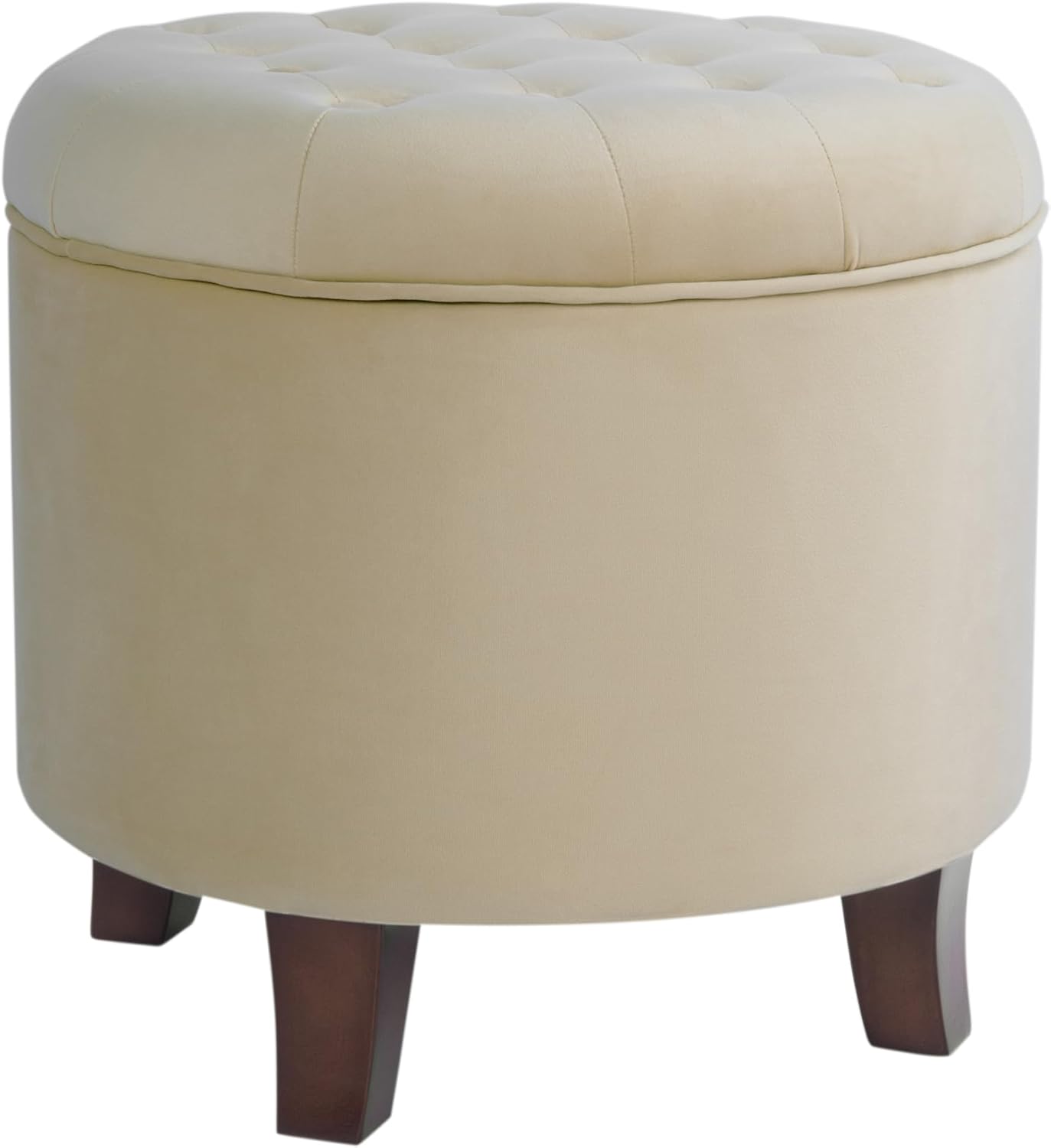Homepop Pouf Contenitore in Velluto, Crema - immagine 1