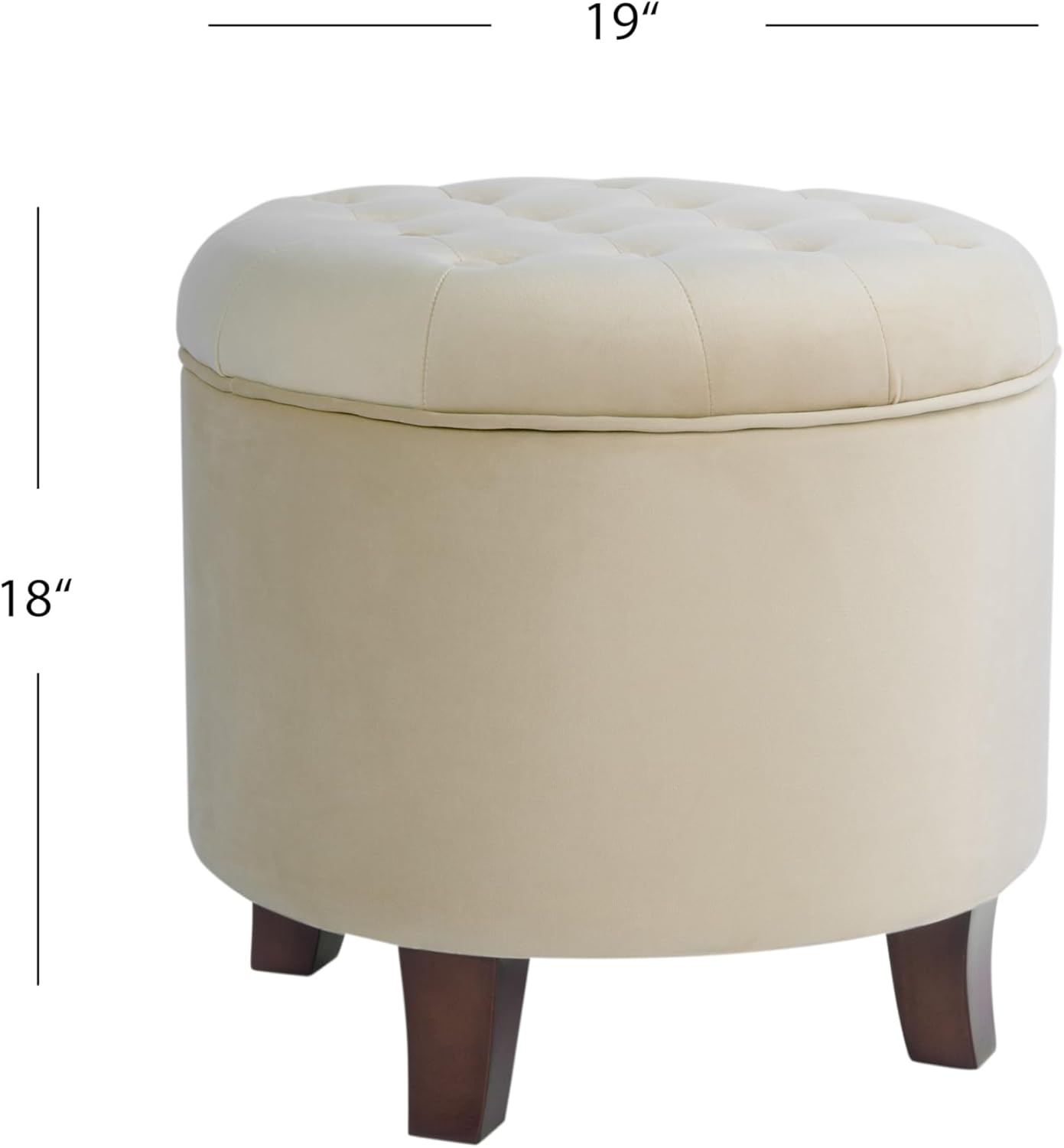 Homepop Pouf Contenitore in Velluto, Crema - immagine 3