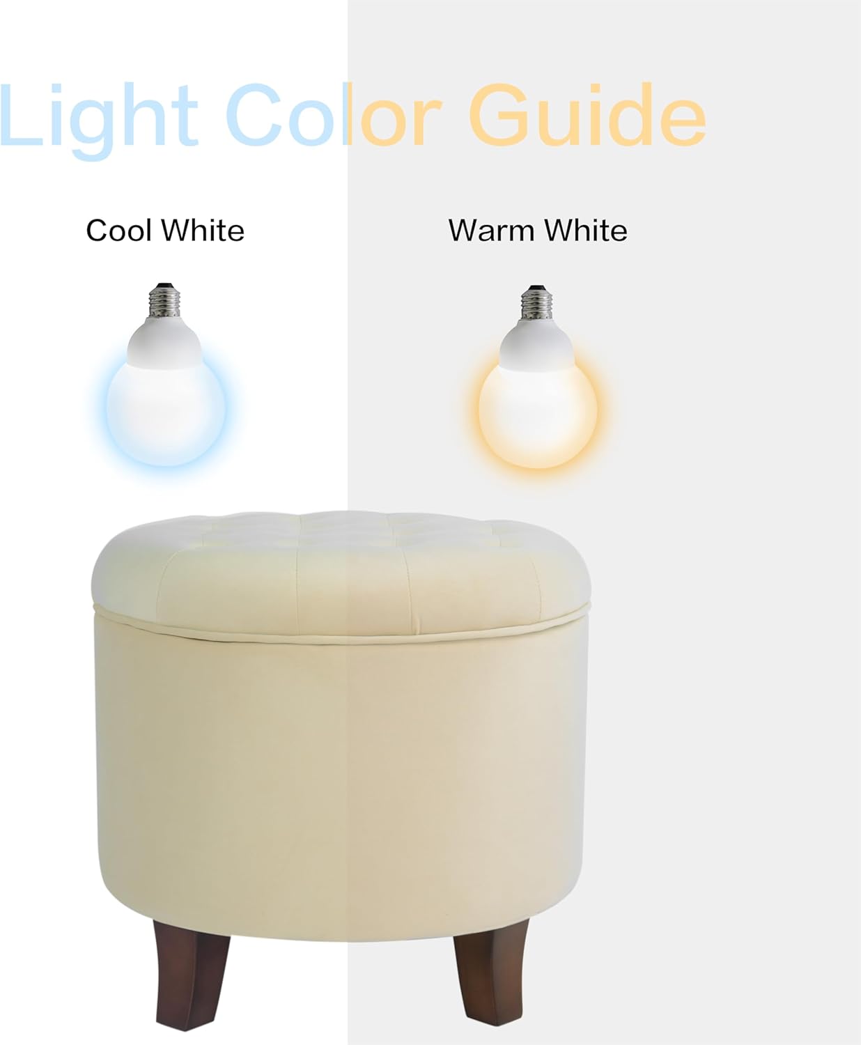 Homepop Pouf Contenitore in Velluto, Crema - immagine 8