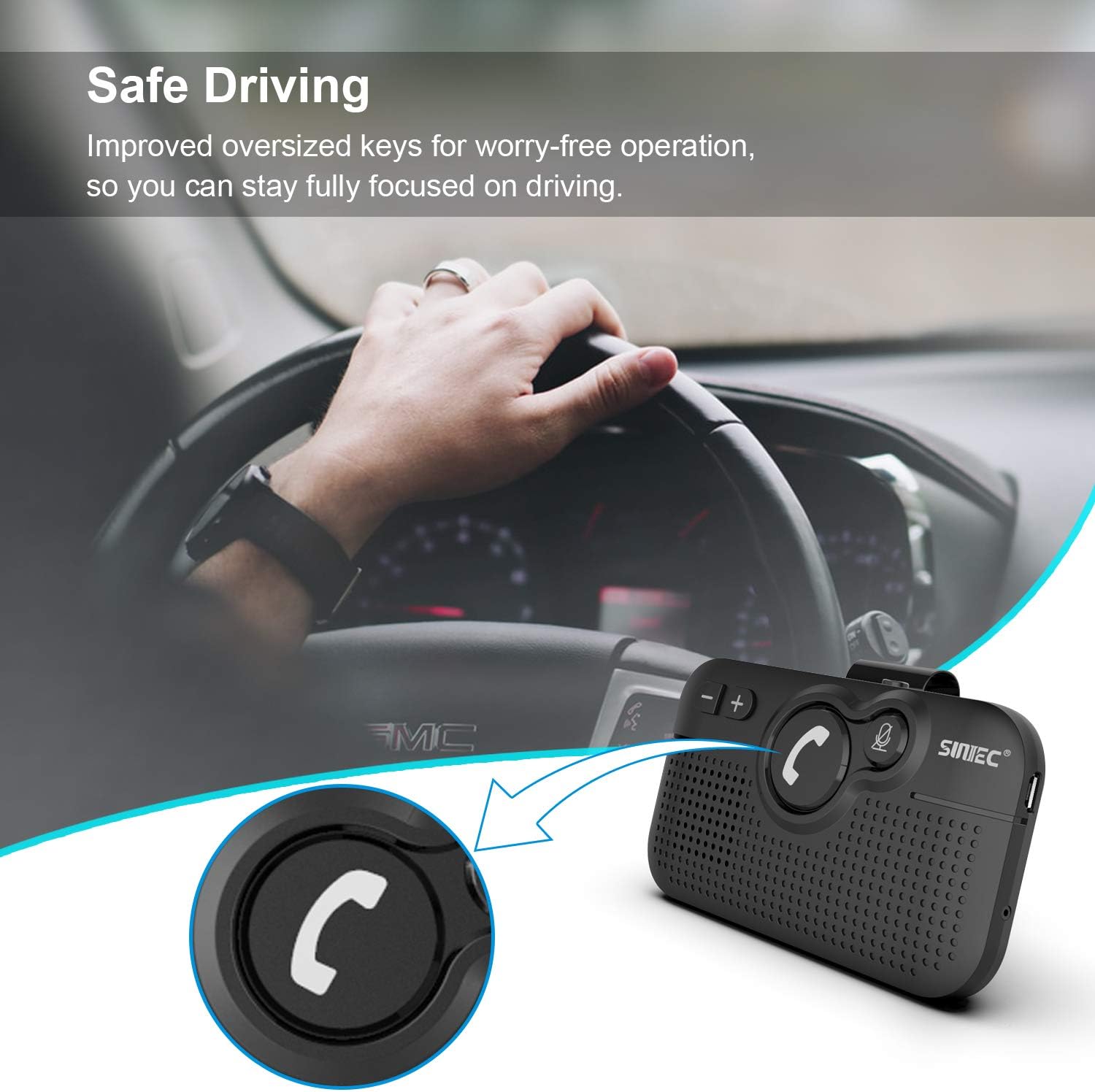 Sunitec Kit Vivavoce Bluetooth 5.0 per Auto - immagine 6
