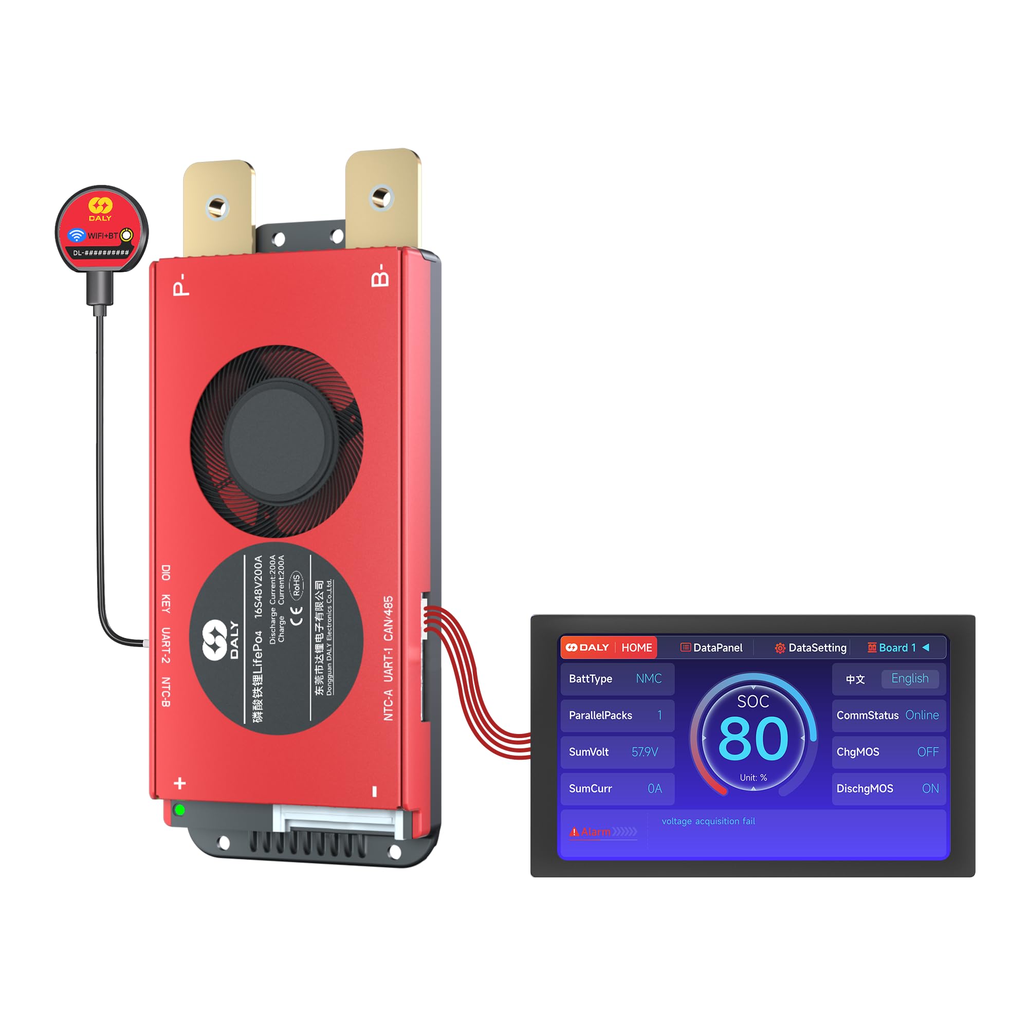 Daly BMS 48V 16S 200A Smart con Display LCD 4.3"