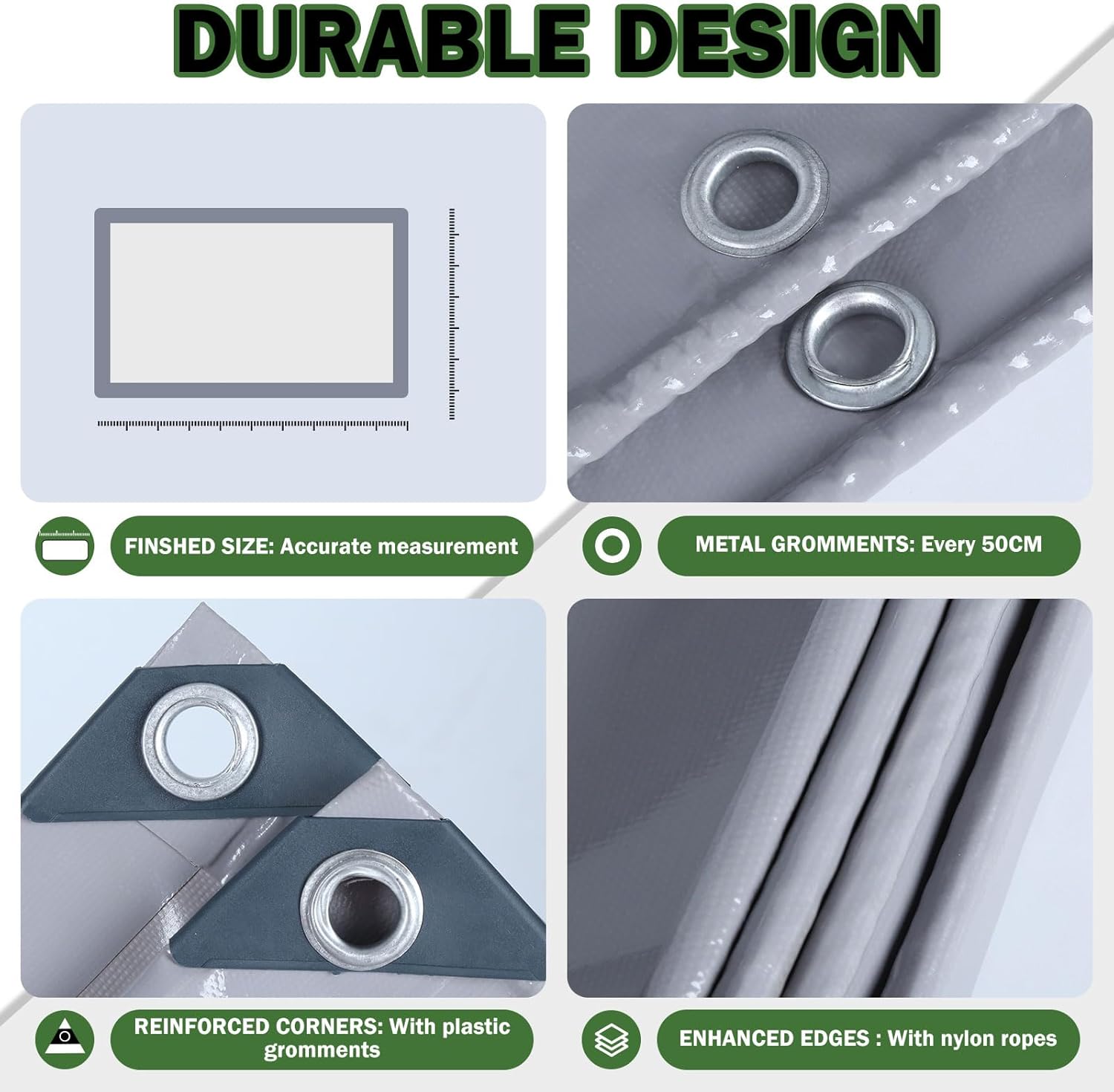 Telone Impermeabile in PVC 3x4m 440 g/m², Grigio - immagine 5