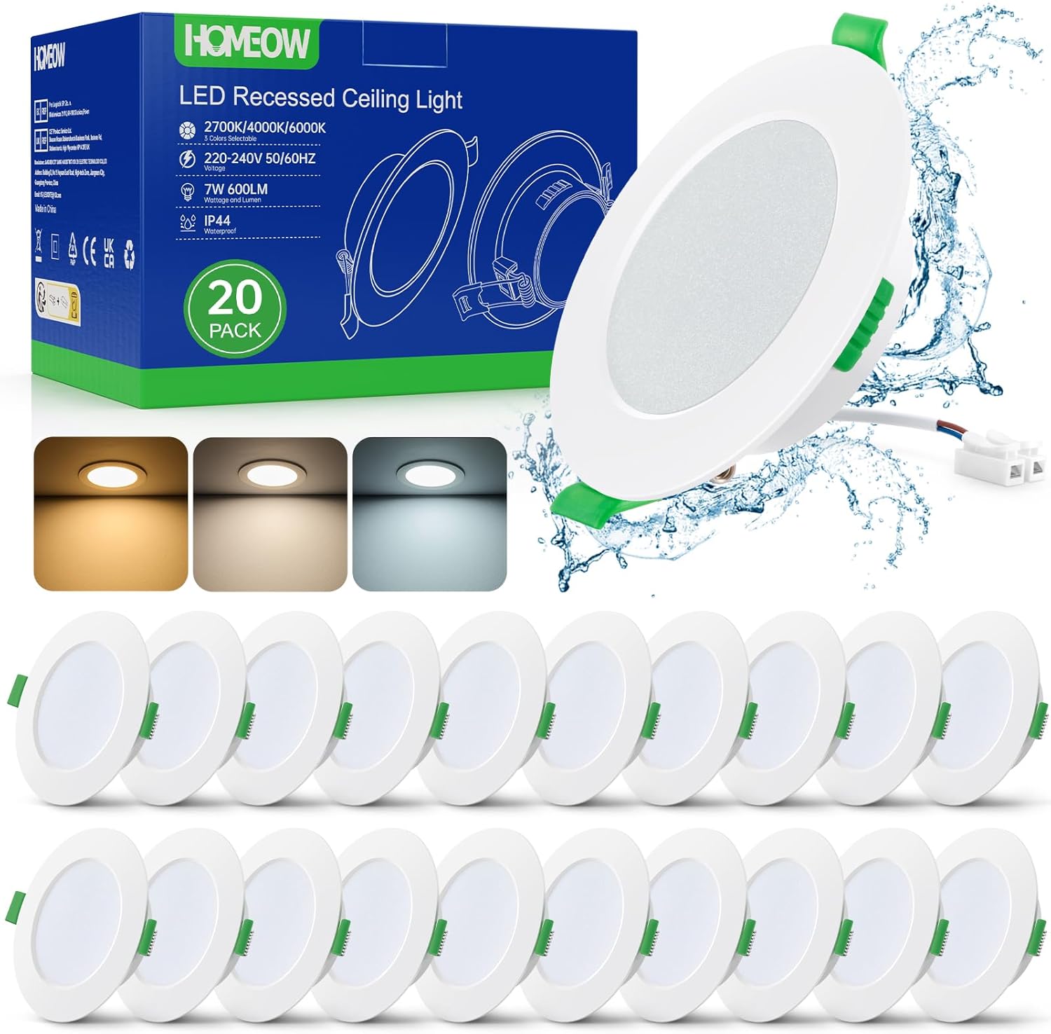 Faretti Led Incasso per Cartongesso 7W IP44 (20 pz) - immagine 1