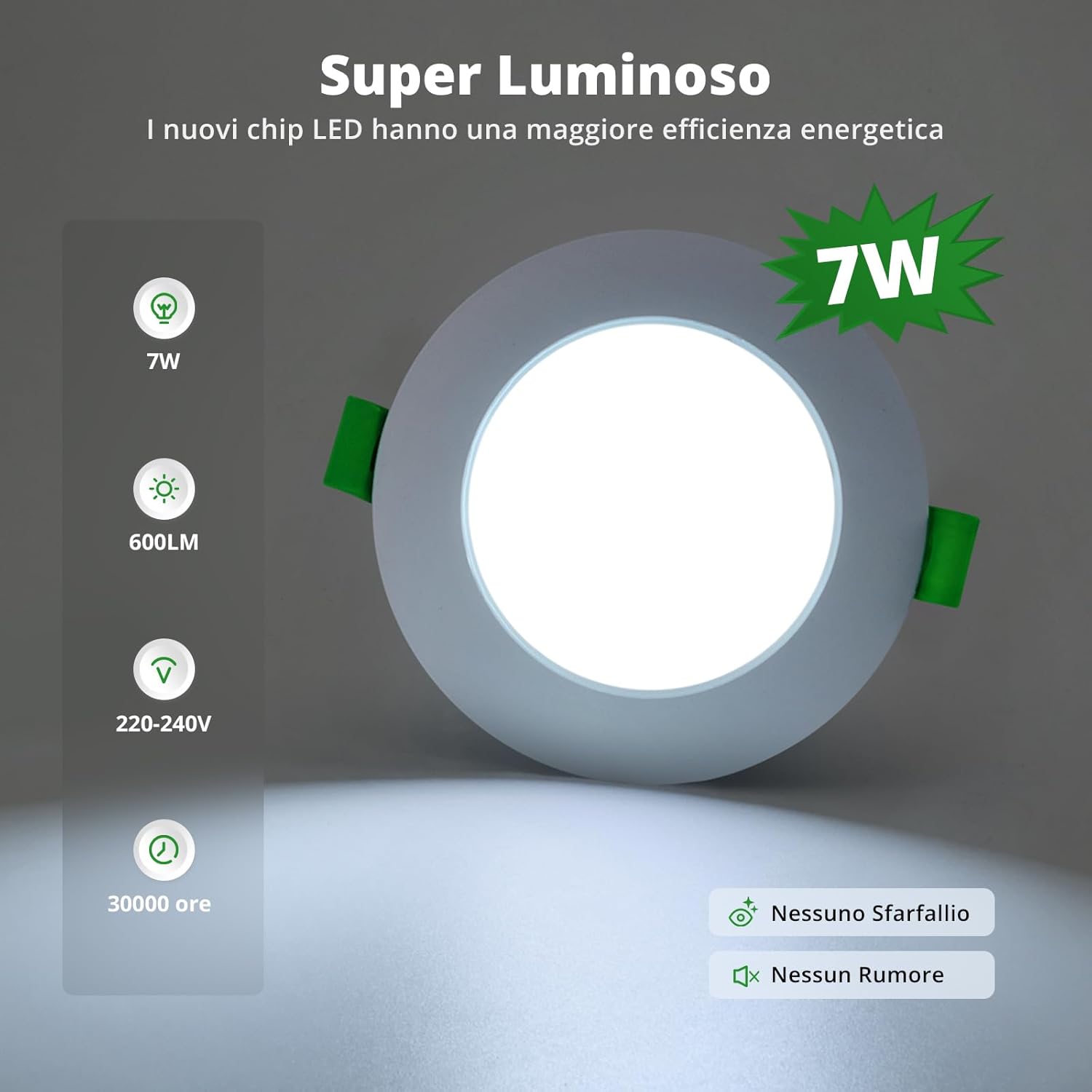 Faretti Led Incasso per Cartongesso 7W IP44 (20 pz) - immagine 4