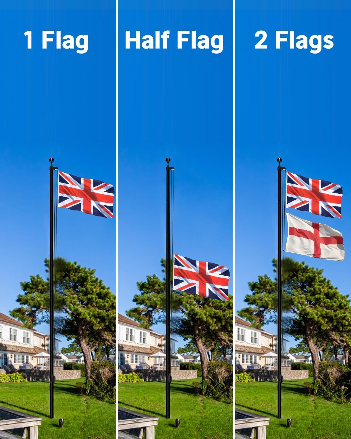 ZMTECH Kit Asta Portabandiera Sezionale 6m, Nera - immagine 6