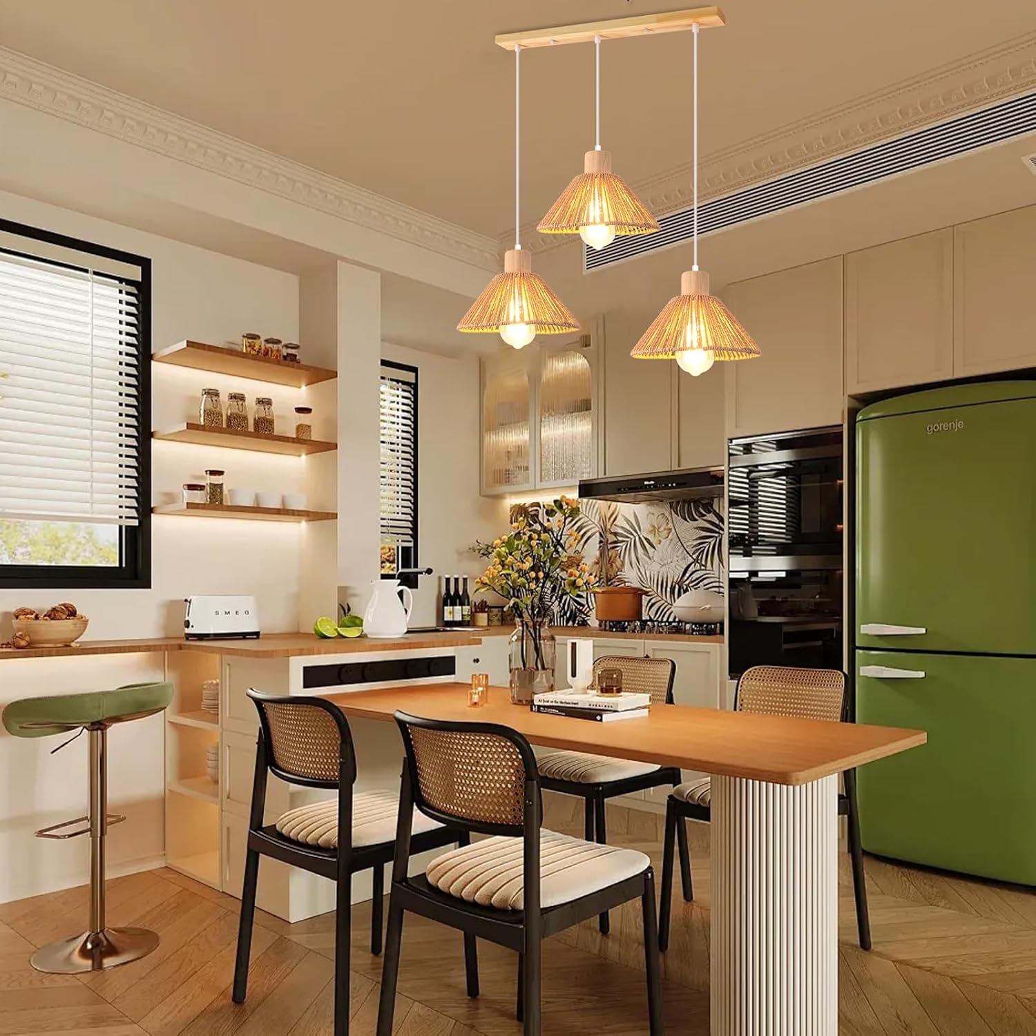 Idegu 3 Luci Lampada a Sospensione Retrò E27 - immagine 3