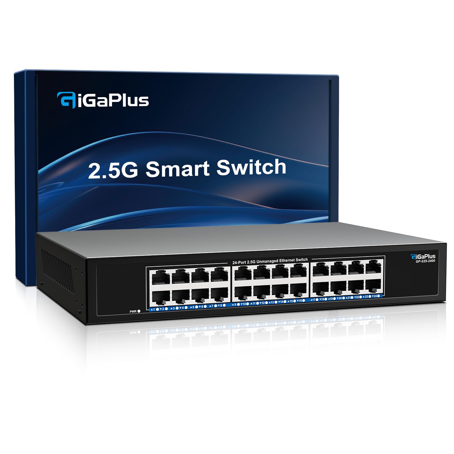 Switch Ethernet non gestito a 24 porte 2.5 Gb con 24 porte Base-T 2.5 Gbps, switch di rete GiGaPlus 2.5 Gbps per NAS/PC 2.5 Gbps, router WiFi6, AP wireless. Design senza ventola, Plug and Play - immagine 1