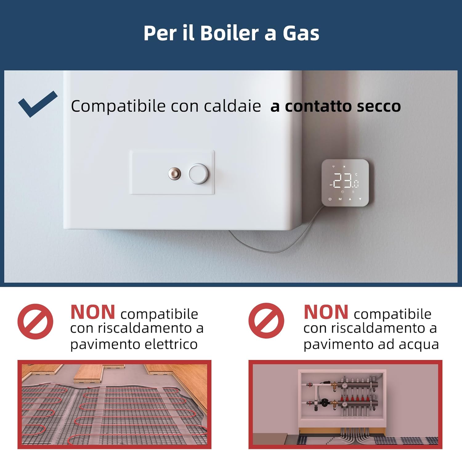 Termostato Wi-Fi Programmabile a 2 Fili - immagine 2