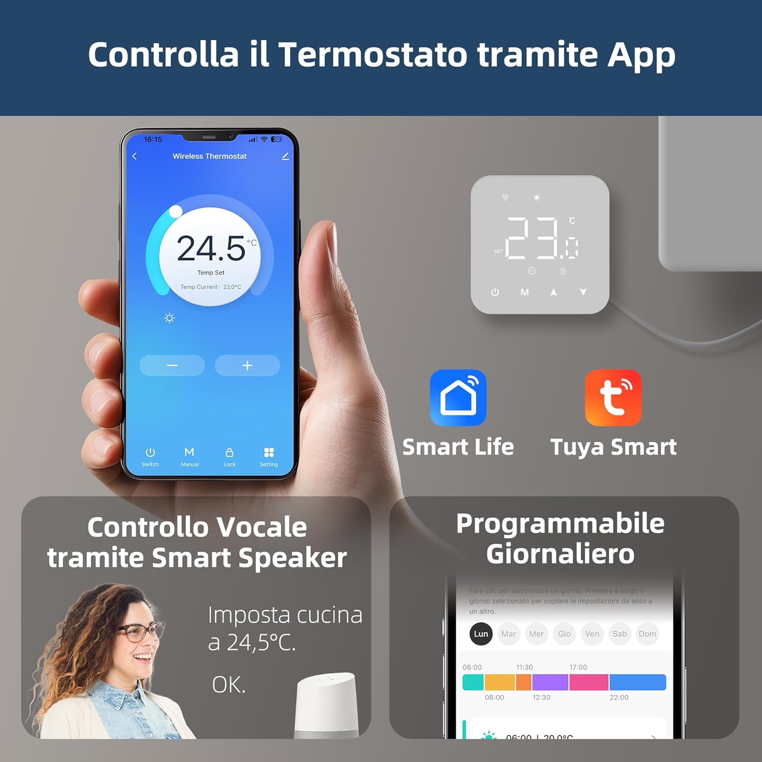 Termostato Wi-Fi Programmabile a 2 Fili - immagine 4