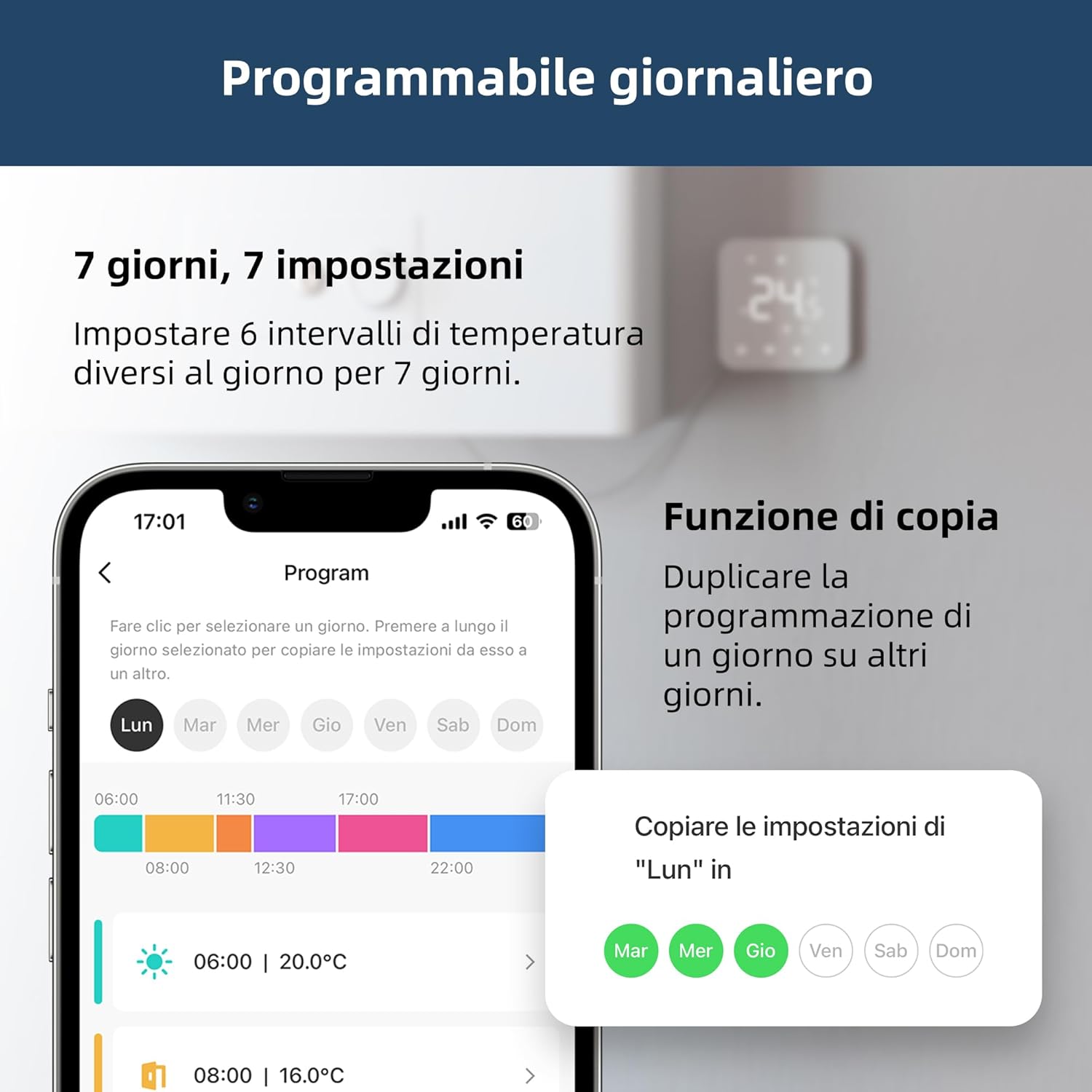 Termostato Wi-Fi Programmabile a 2 Fili - immagine 5
