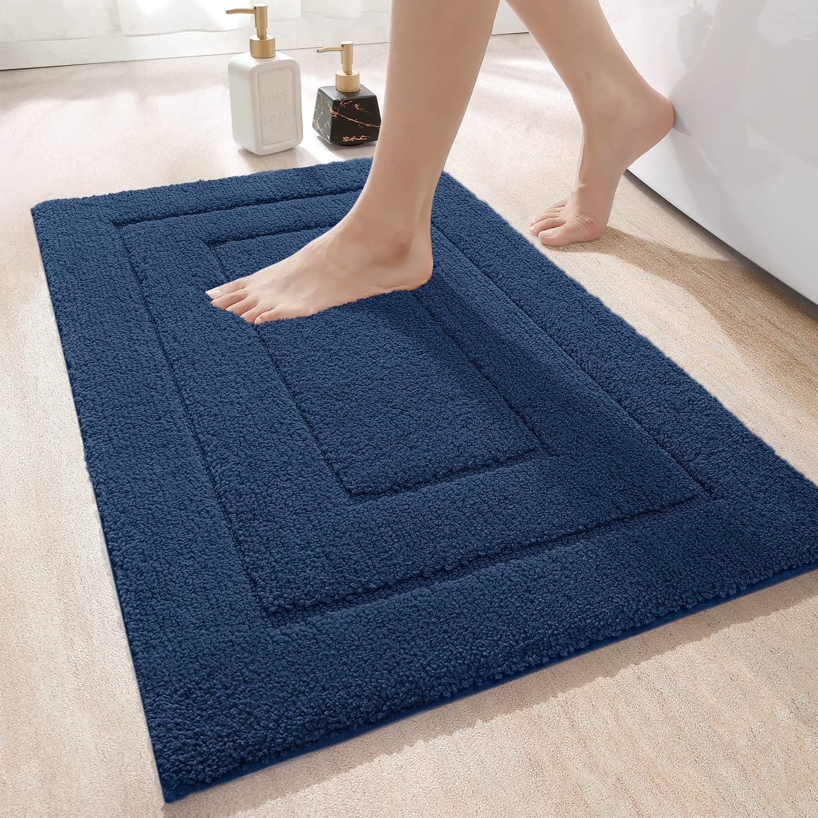 Dexi Tappeto Bagno 60x90cm in Microfibra, Blu Reale