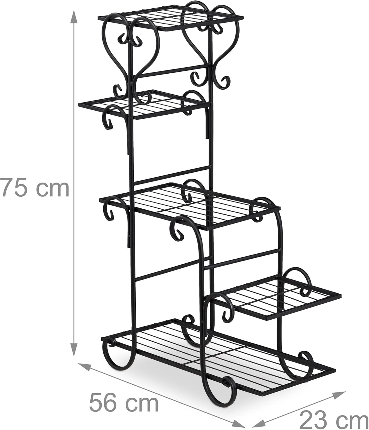 Relaxdays Scaffale Portavasi 5 Ripiani 75x56x23cm Nero - immagine 4
