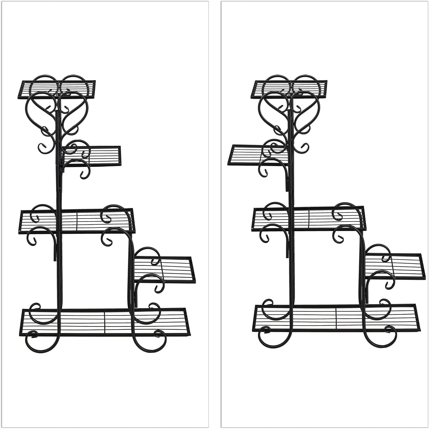 Relaxdays Scaffale Portavasi 5 Ripiani 75x56x23cm Nero - immagine 6