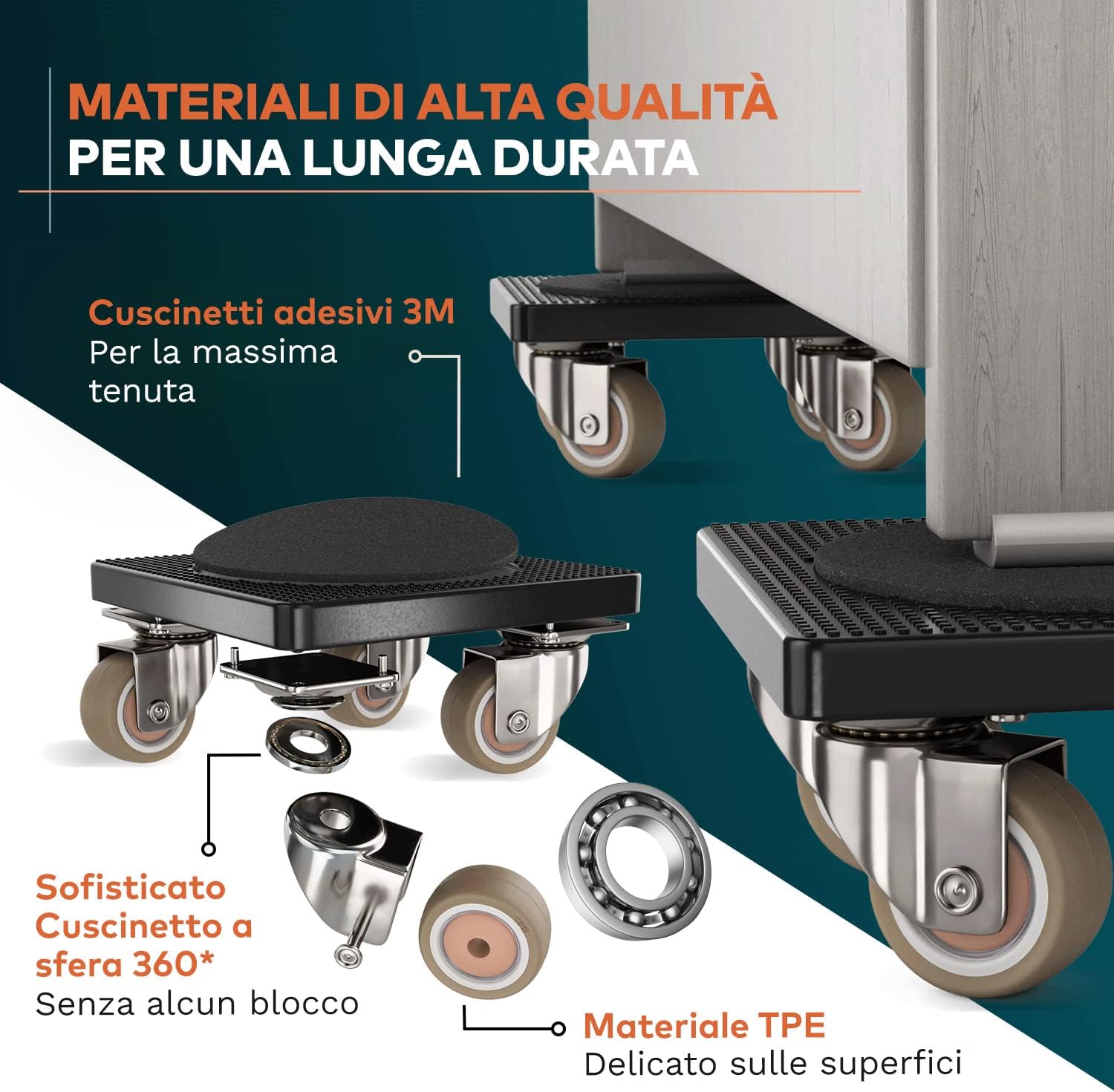 Fairmo Sollevatore Mobili con 4 Ruote e Cuscinetti - immagine 3