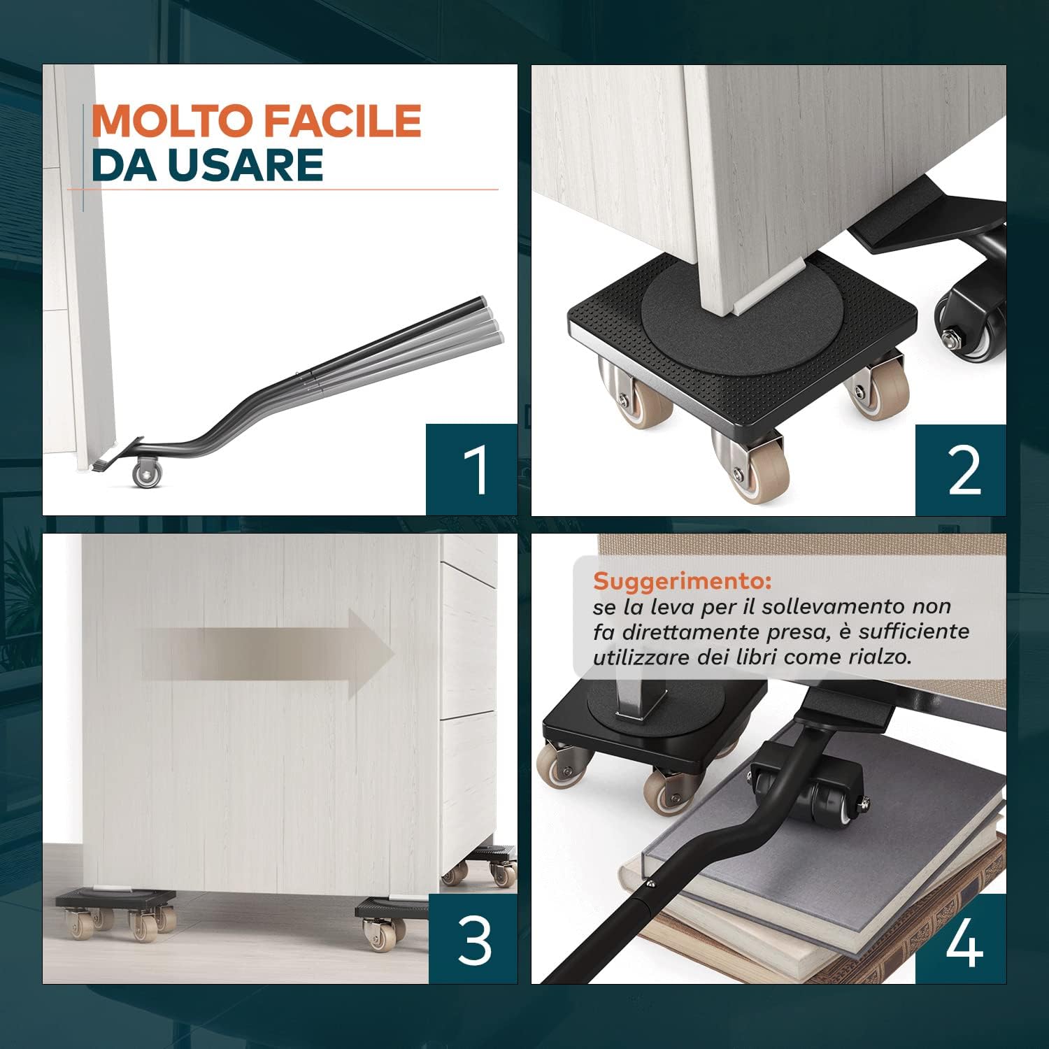 Fairmo Sollevatore Mobili con 4 Ruote e Cuscinetti - immagine 4