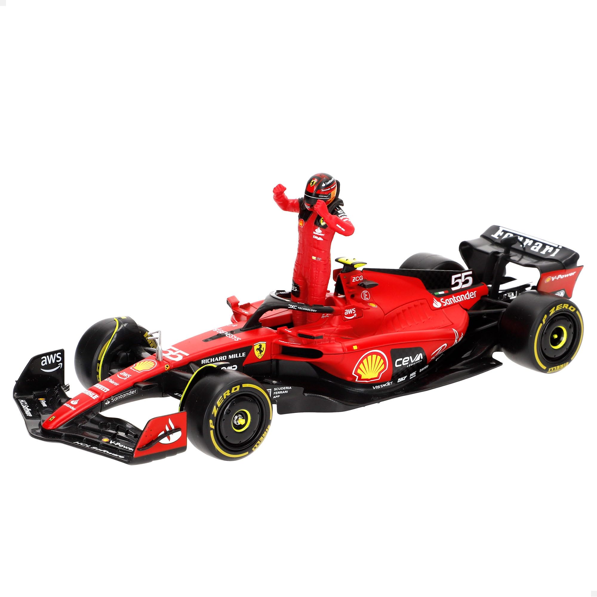 Ferrari SF-23 Carlos Sainz Nr 55 Stagione 2023 Formula 1 F1 - scala 1/24 23cm Modello Auto con figura del pilota DieCast Bburago 18-26809-55