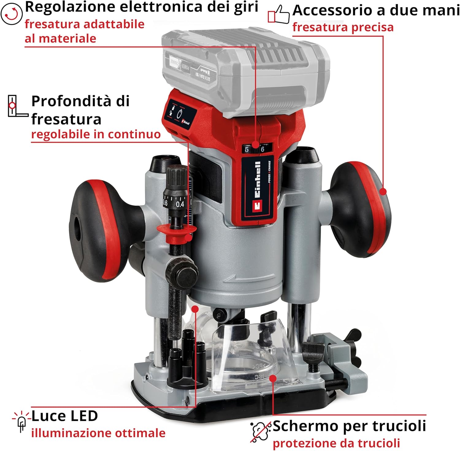 Einhell Set Fresatrice a Batteria TP-RO 18 Li BL-Solo - immagine 3