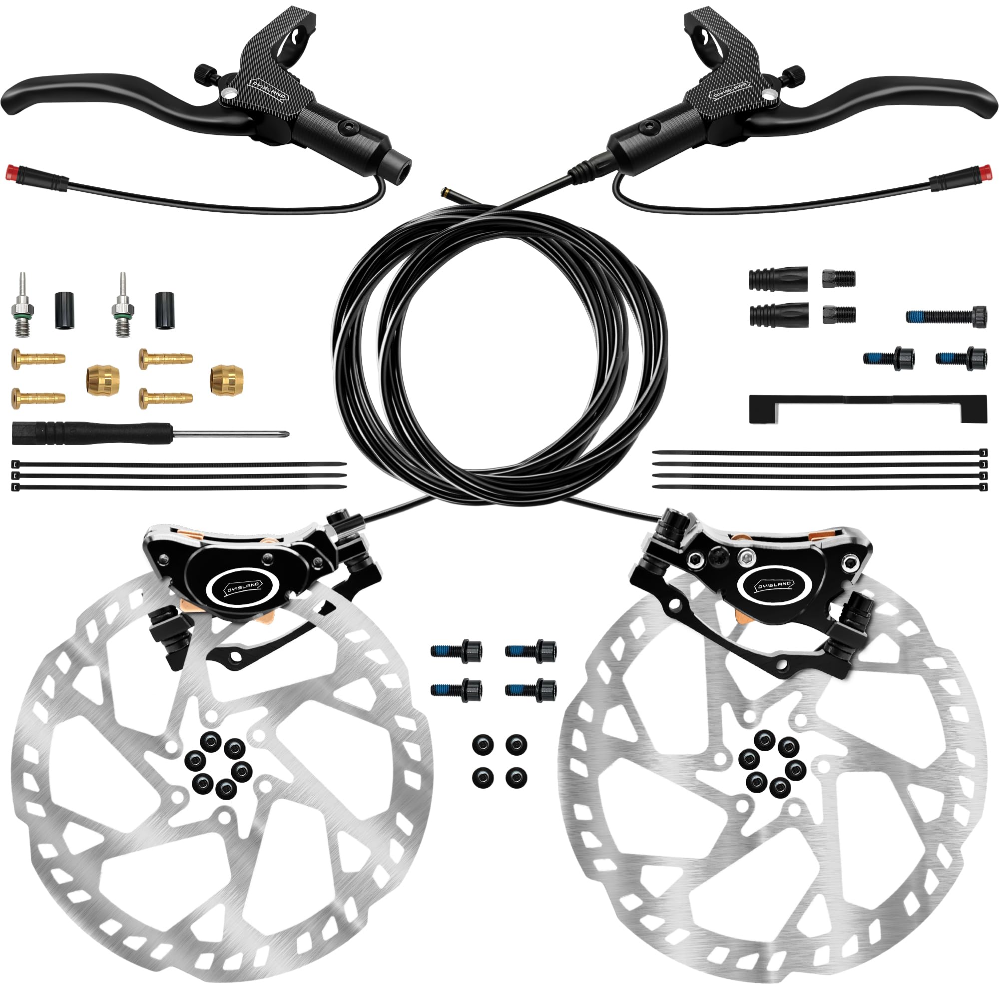 DYISLAND Set Freni a Disco Idraulici E-Bike con Rotori 180mm