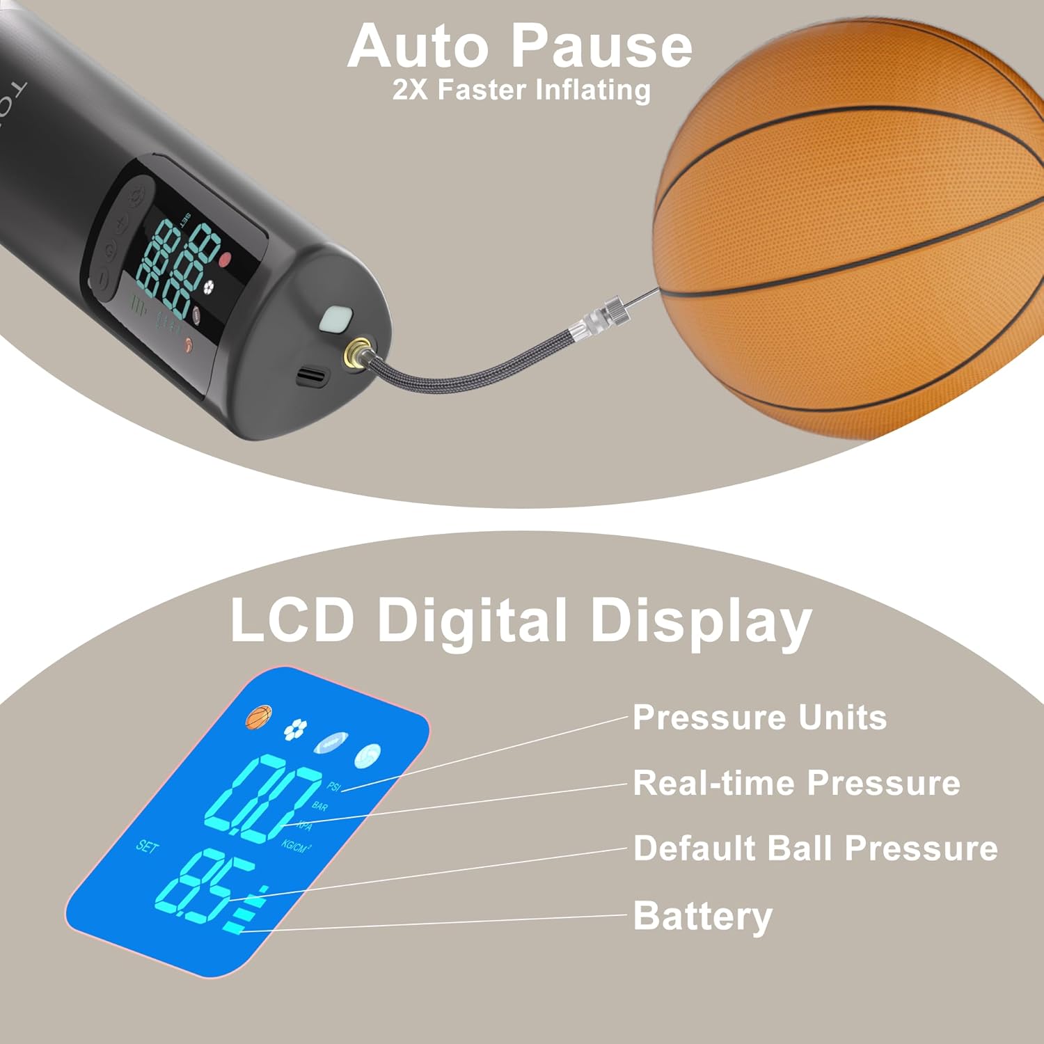 Pompa a Sfera Elettrica Portatile con Indicatore Digitale - immagine 5