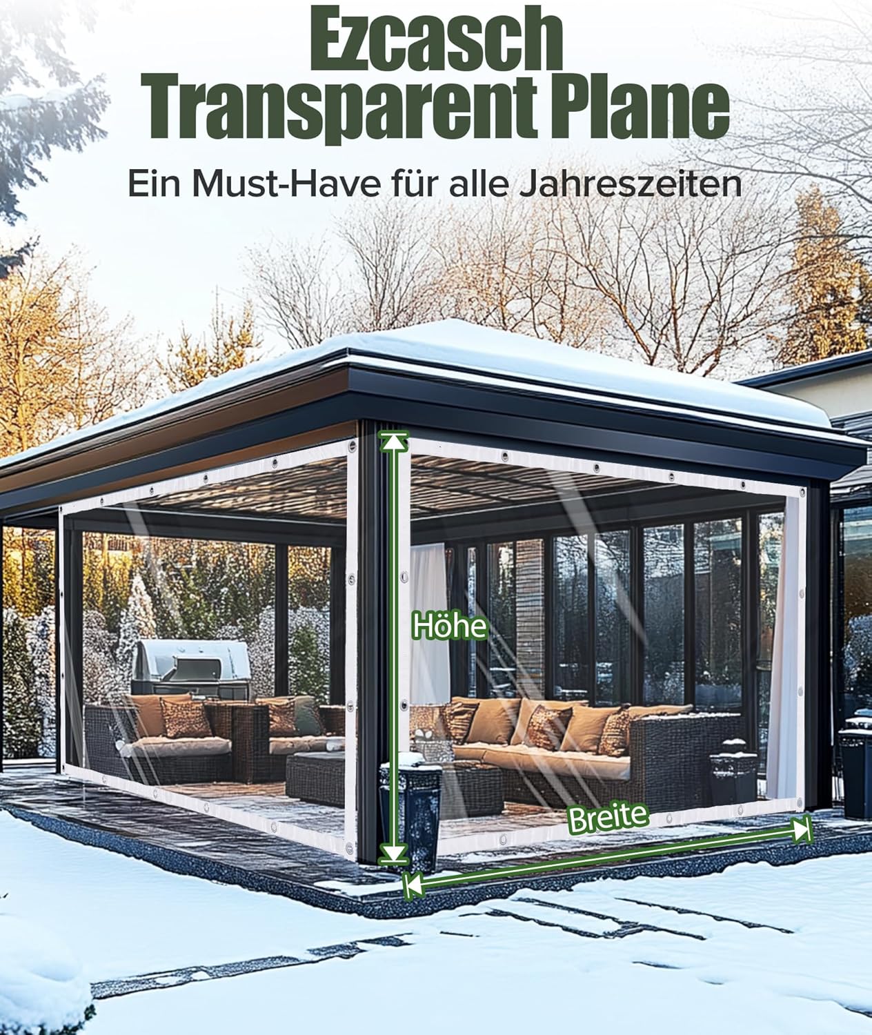 Telone Trasparente con Occhielli 1x2m, 420 g/m² - immagine 3