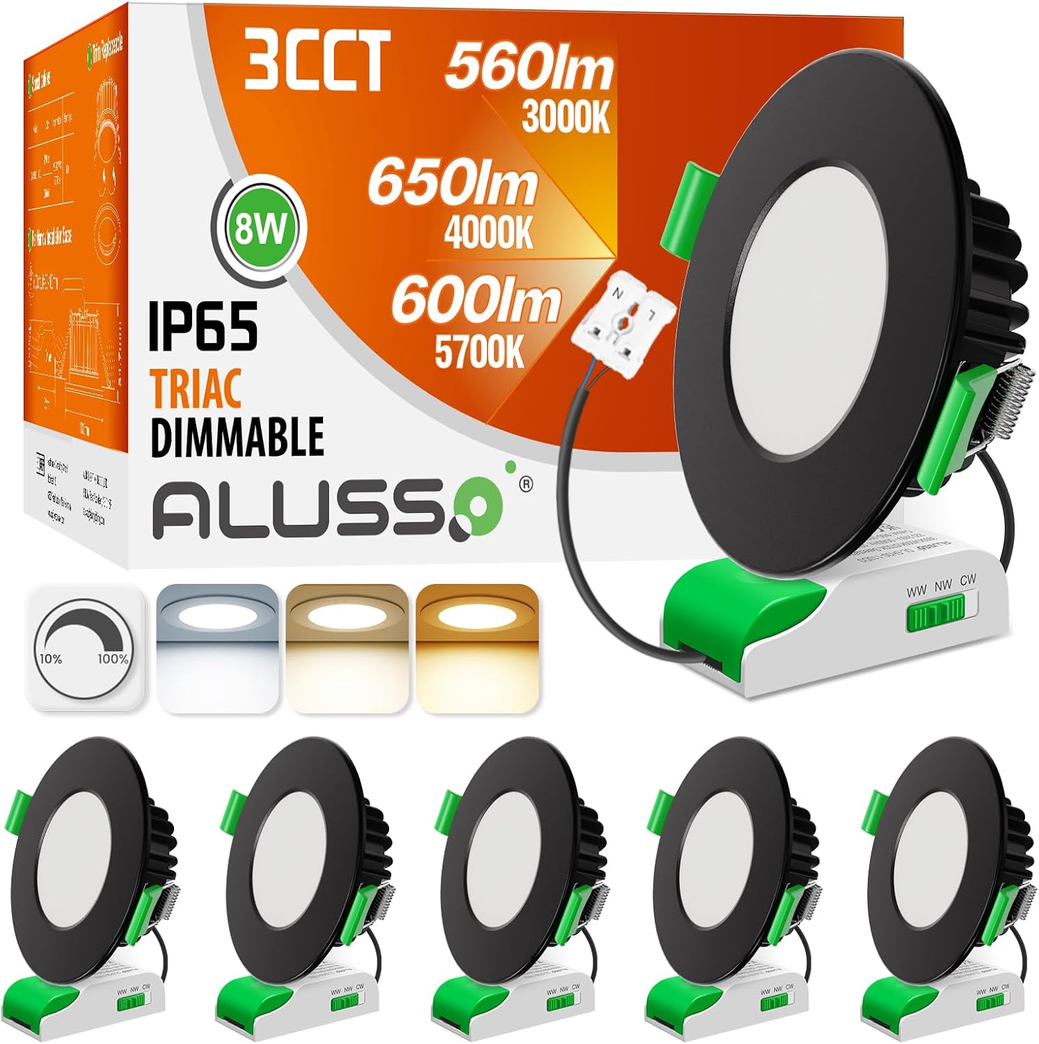 Alusso Faretto LED da incasso ultra piatto 8W, set 6 - immagine 1