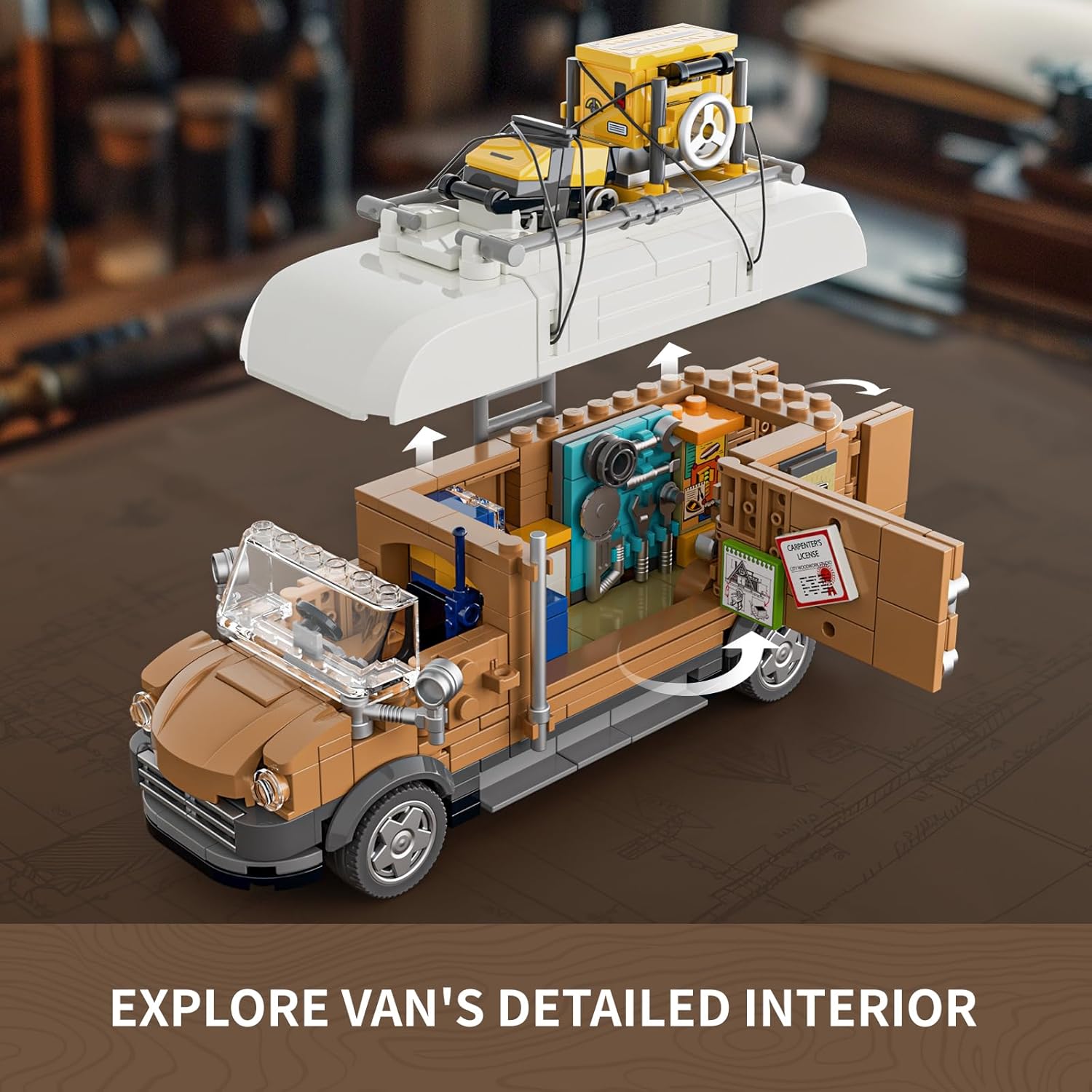 Funwhole Set Mattoncini Falegnameria e Illuminazione 496 pezzi - immagine 3