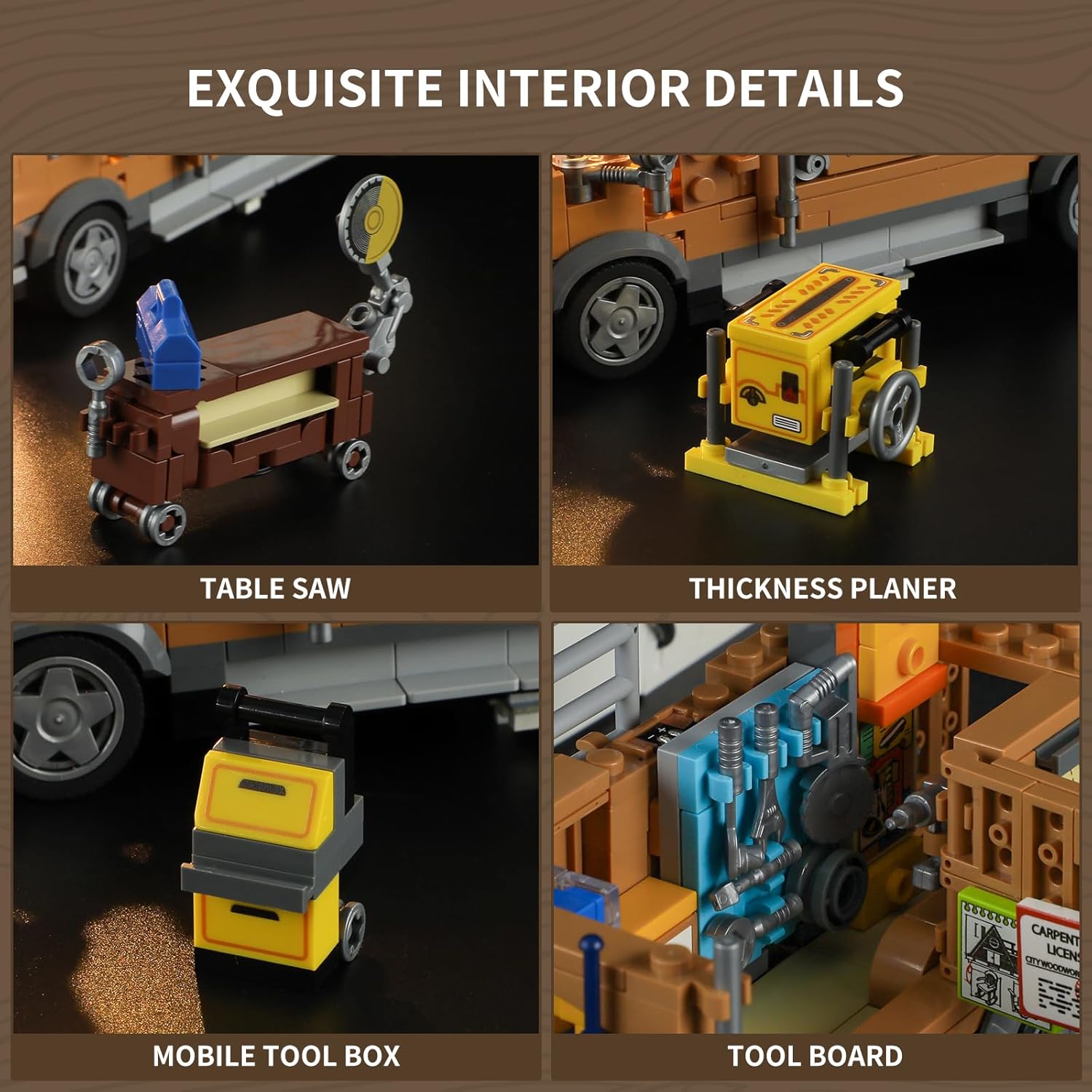 Funwhole Set Mattoncini Falegnameria e Illuminazione 496 pezzi - immagine 4