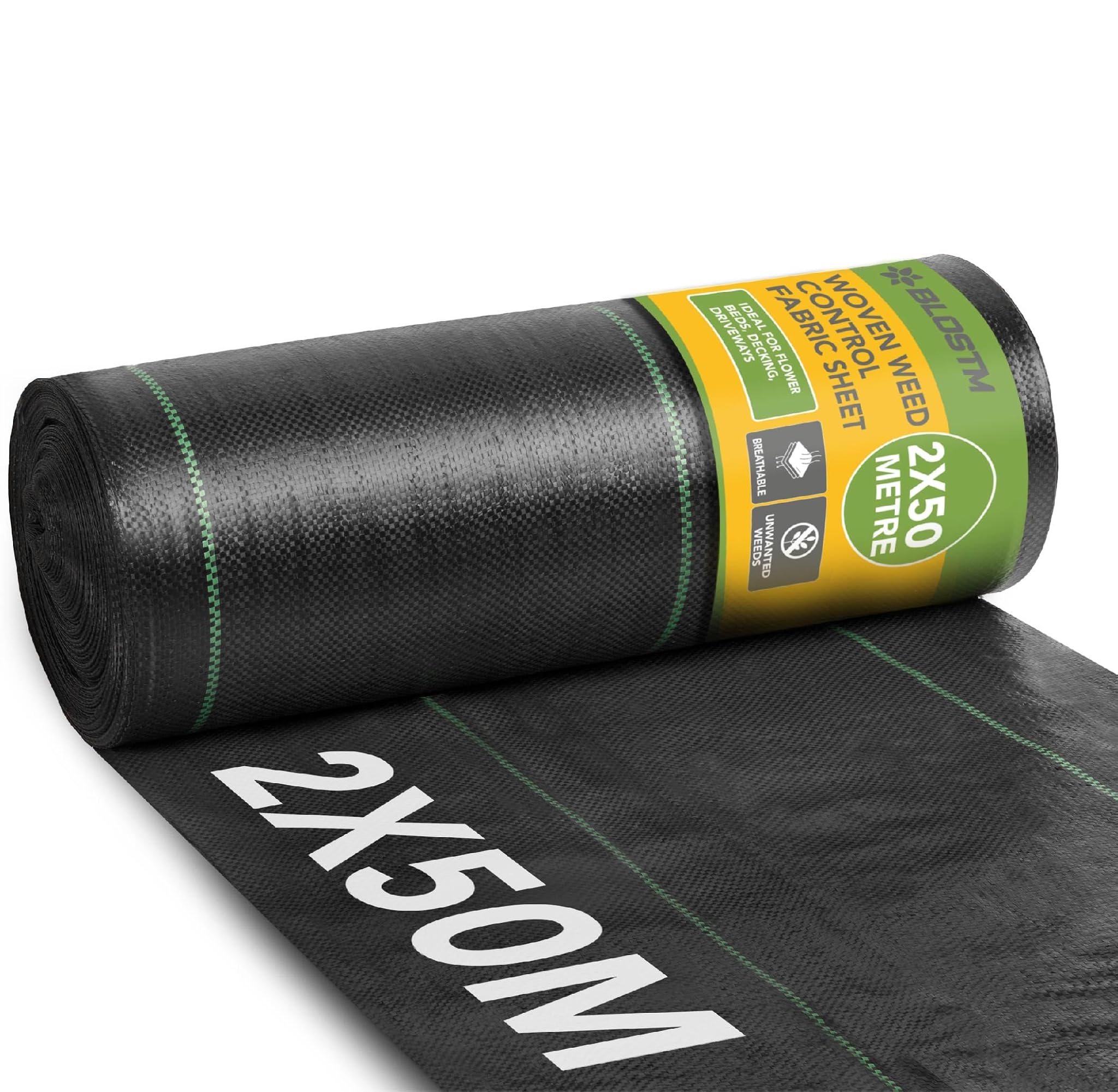 BLOSTM Membrana per il controllo delle erbacce in tessuto – Membrana da giardino resistente per ghiaia o erba sottofondo – 2 m x 50 m
