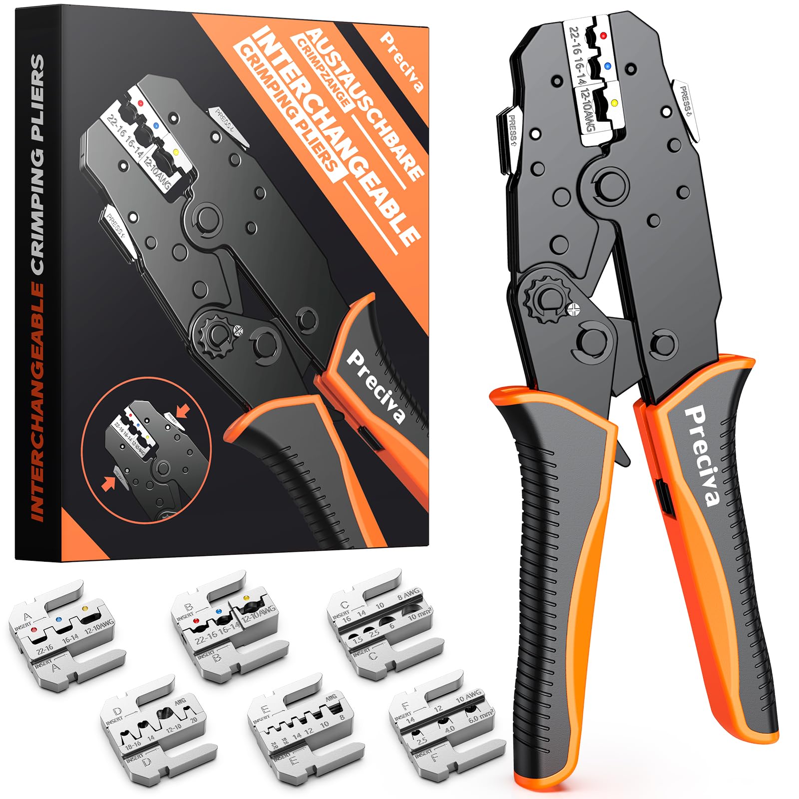 Preciva Set 6 Pinze a Crimpare con Ganasce Rapide