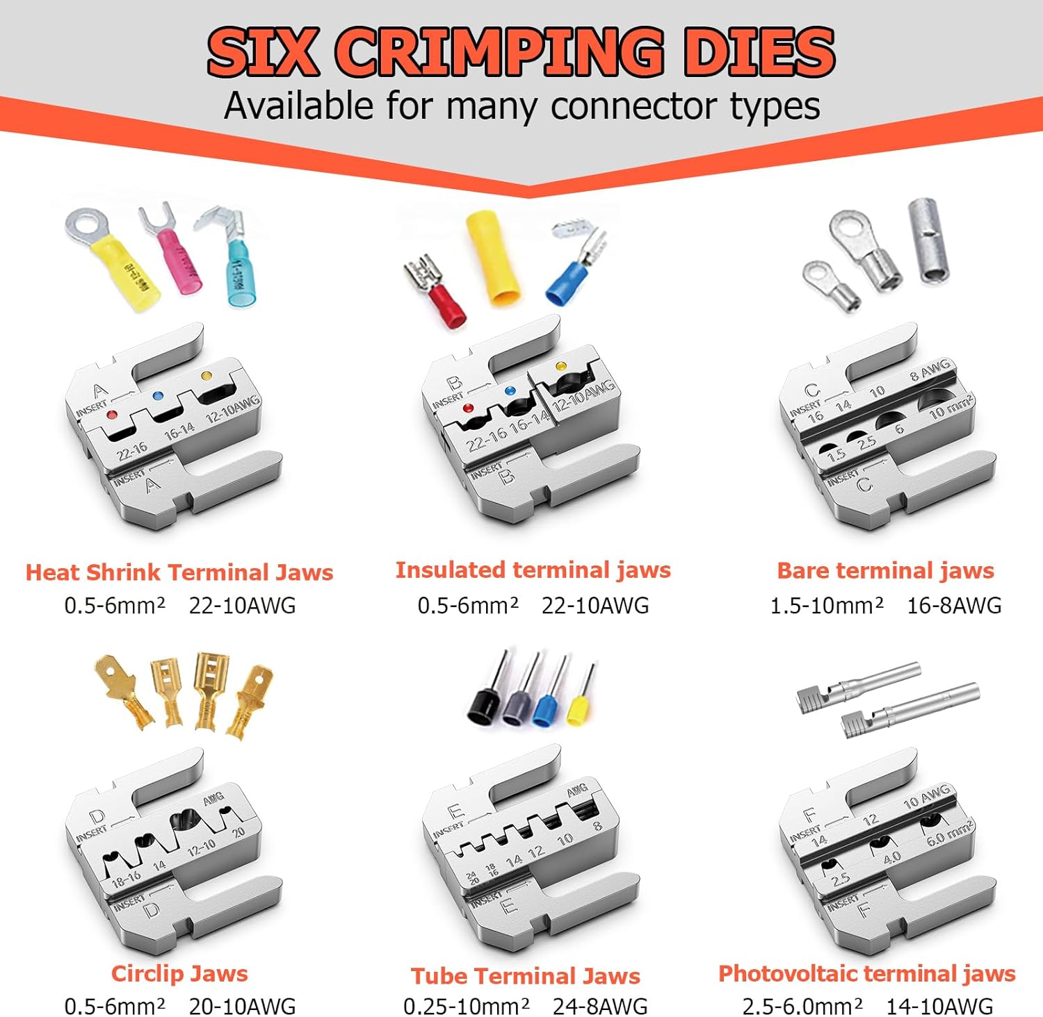 Preciva Set 6 Pinze a Crimpare con Ganasce Rapide - immagine 2