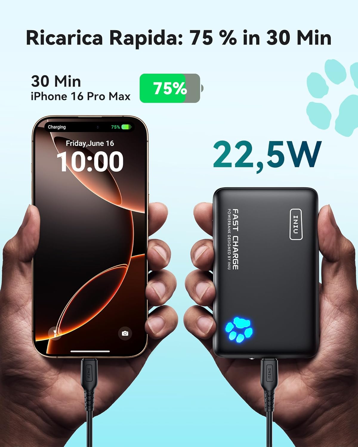 Iniu Power Bank 22.5W 10000mAh Ricarica Rapida - immagine 3