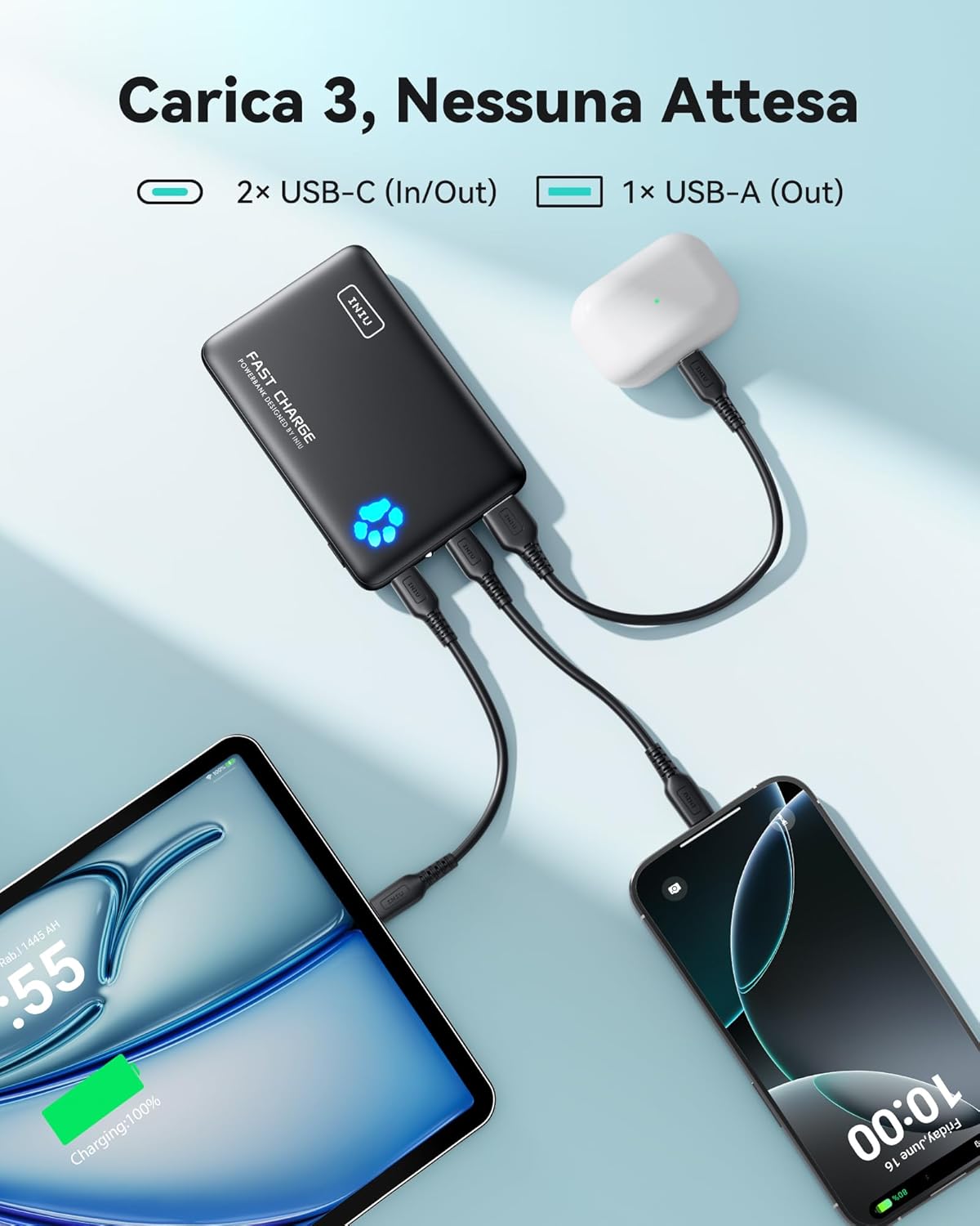 Iniu Power Bank 22.5W 10000mAh Ricarica Rapida - immagine 5